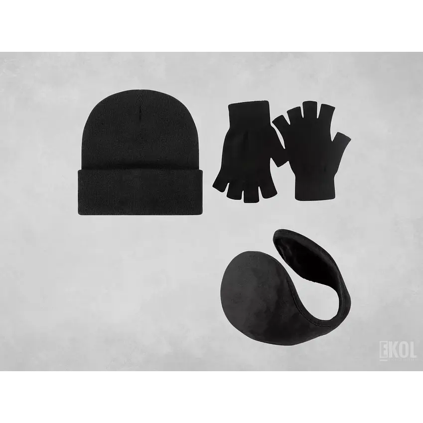 Set Invierno: Gorro Polar Orejera Y Guante Sin Dedos 1