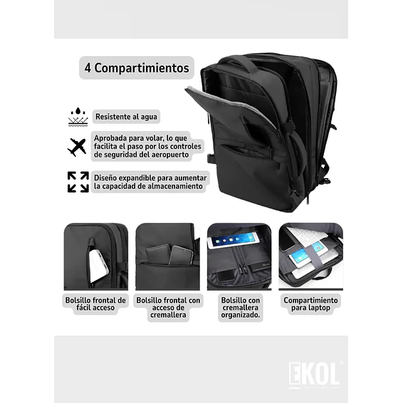 Mochila Move Trek Pro Ekol Travel Cabina Viaje Avión 20L 4