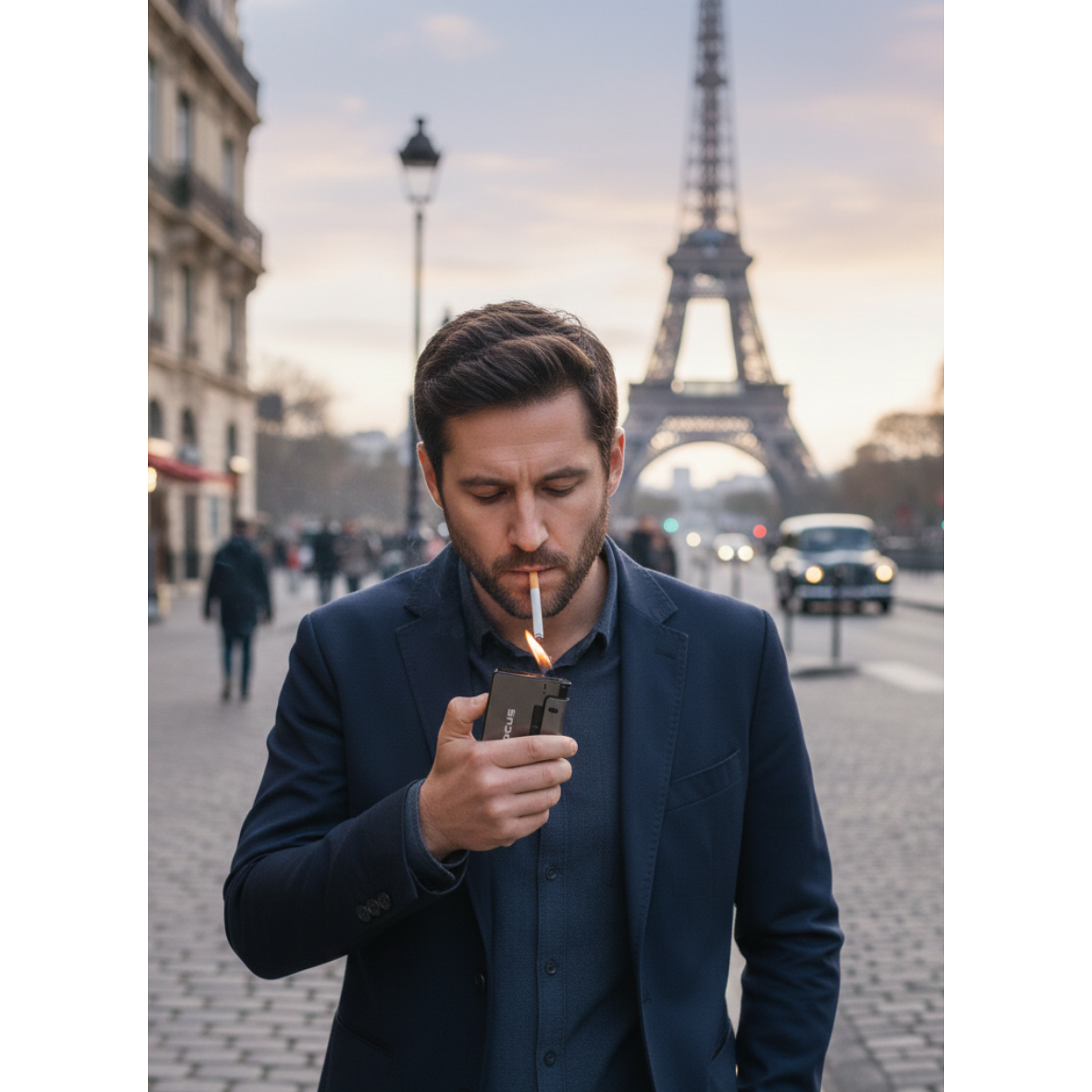 Cigarrera Automática Focus Con Porta Encendedor 1