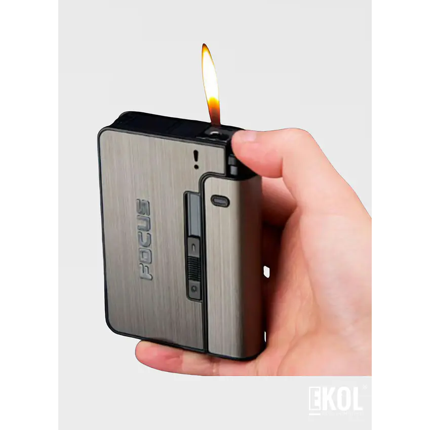 Cigarrera Automática Focus Con Porta Encendedor 6