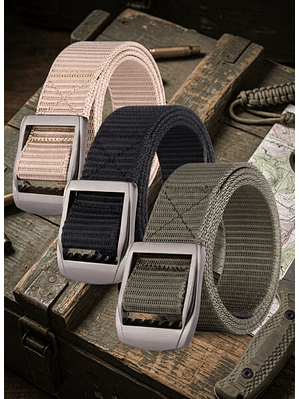 Cinturón de Lona Ajustable para Hombre - Estilo Casual y Militar