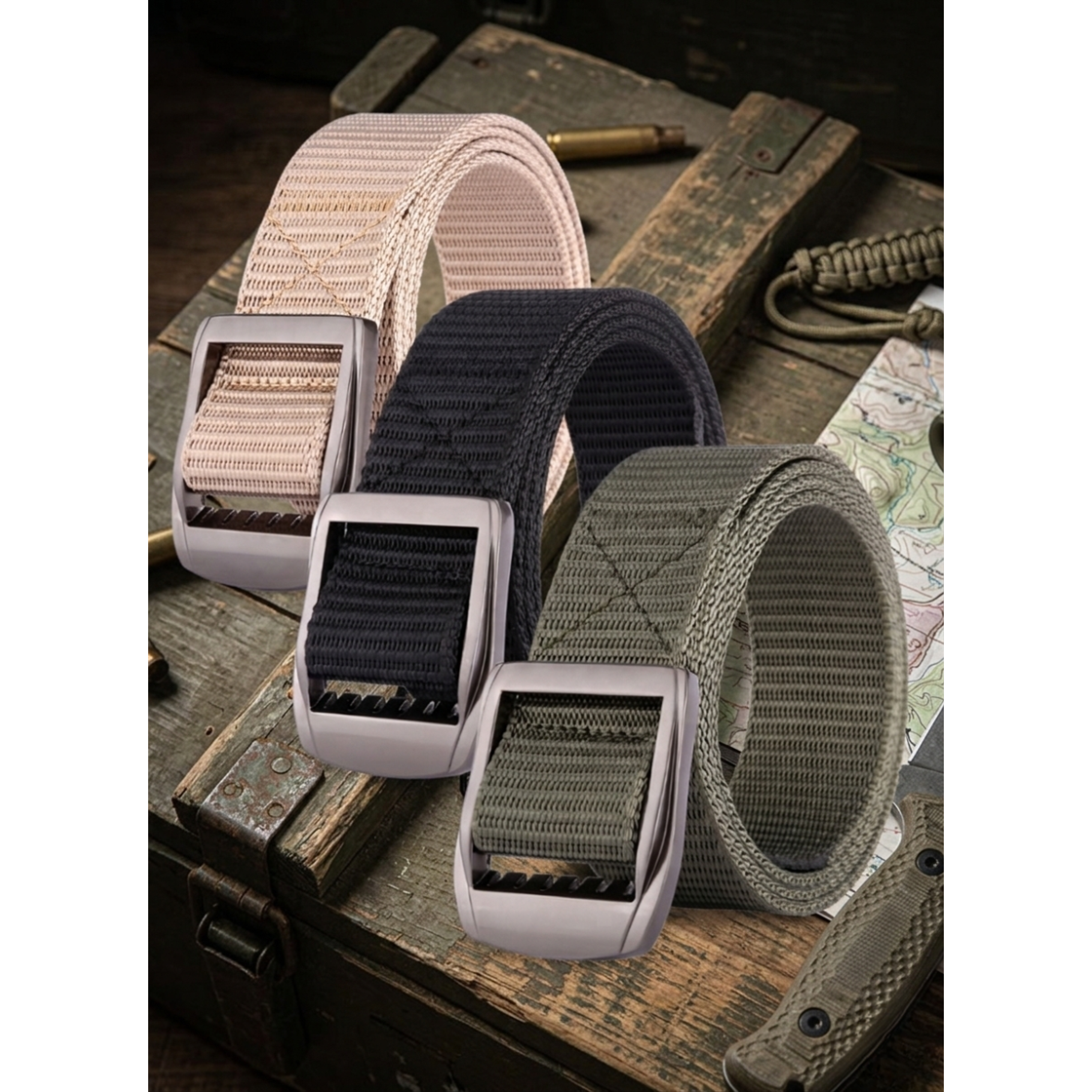 Cinturón de Lona Ajustable para Hombre - Estilo Casual y Militar 1