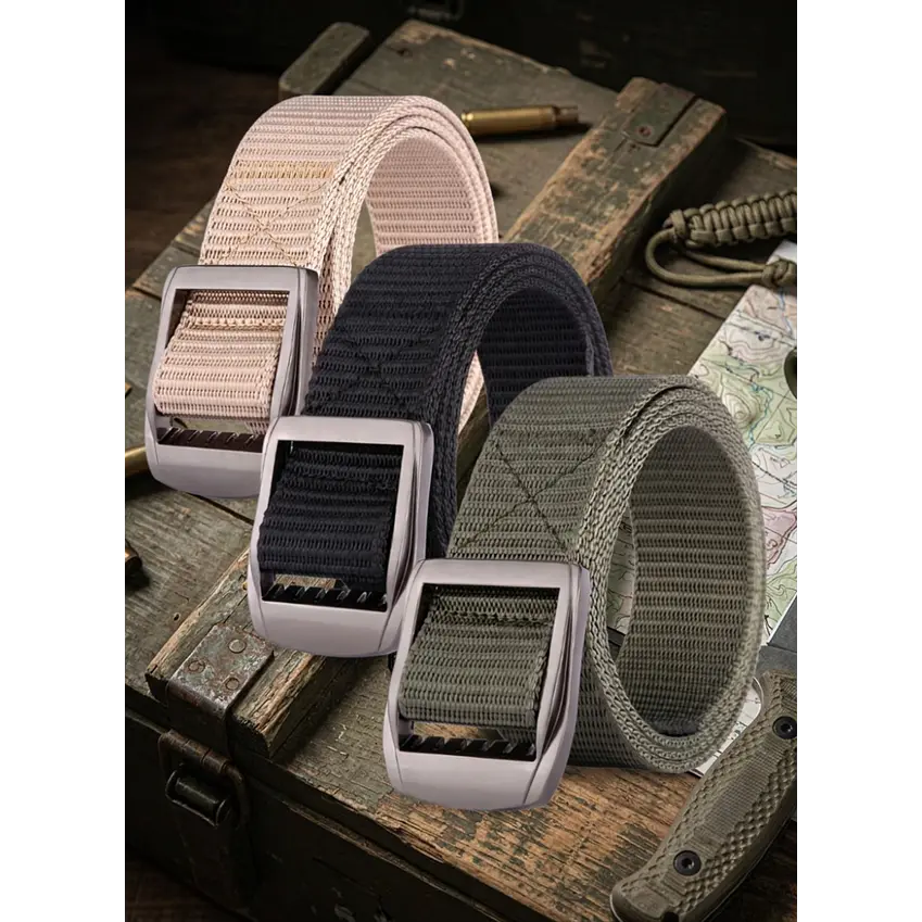 Cinturón de Lona Ajustable para Hombre - Estilo Casual y Militar 1