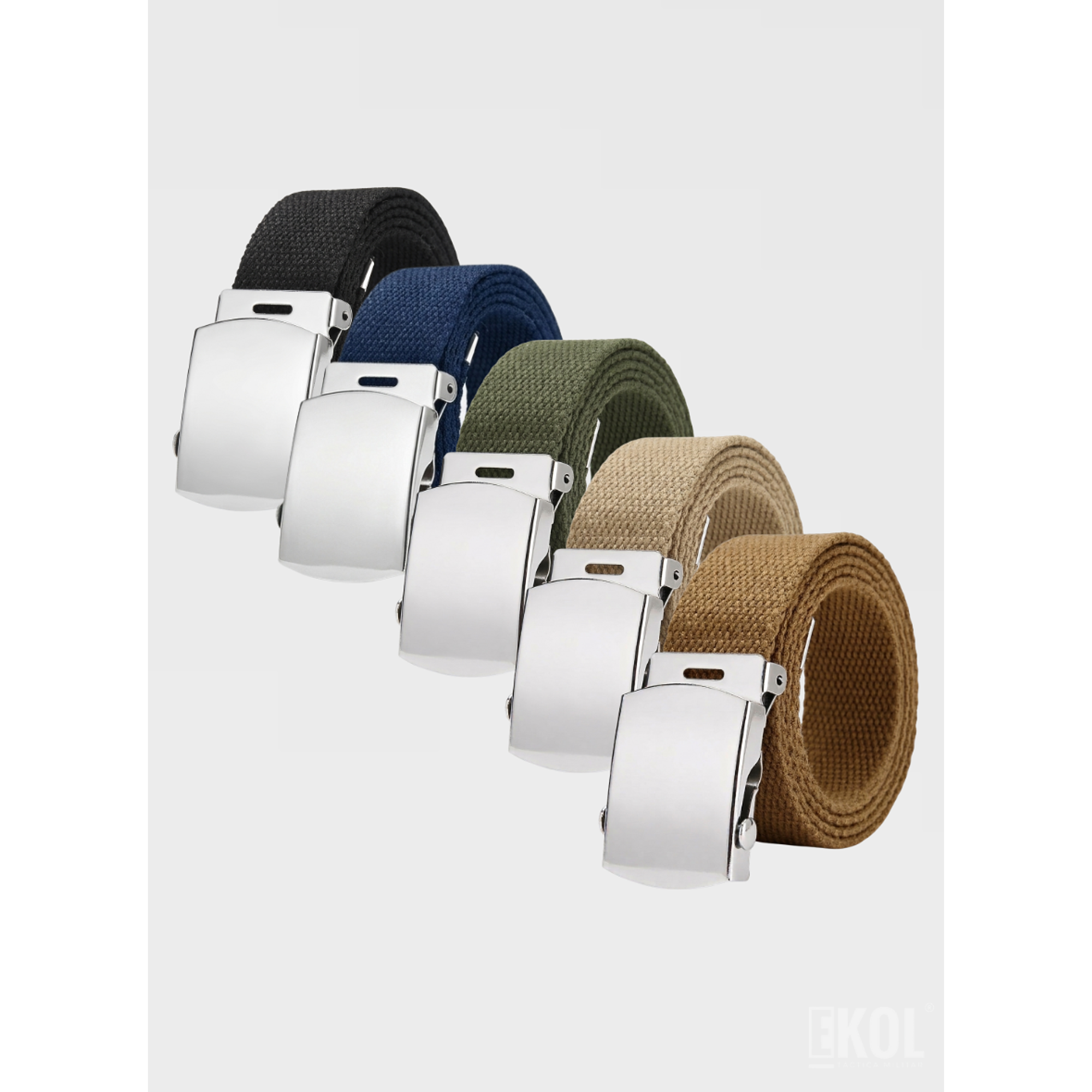  Cinturón Militar Lona Nailon Hebilla Metalizada Básico 125cm 9