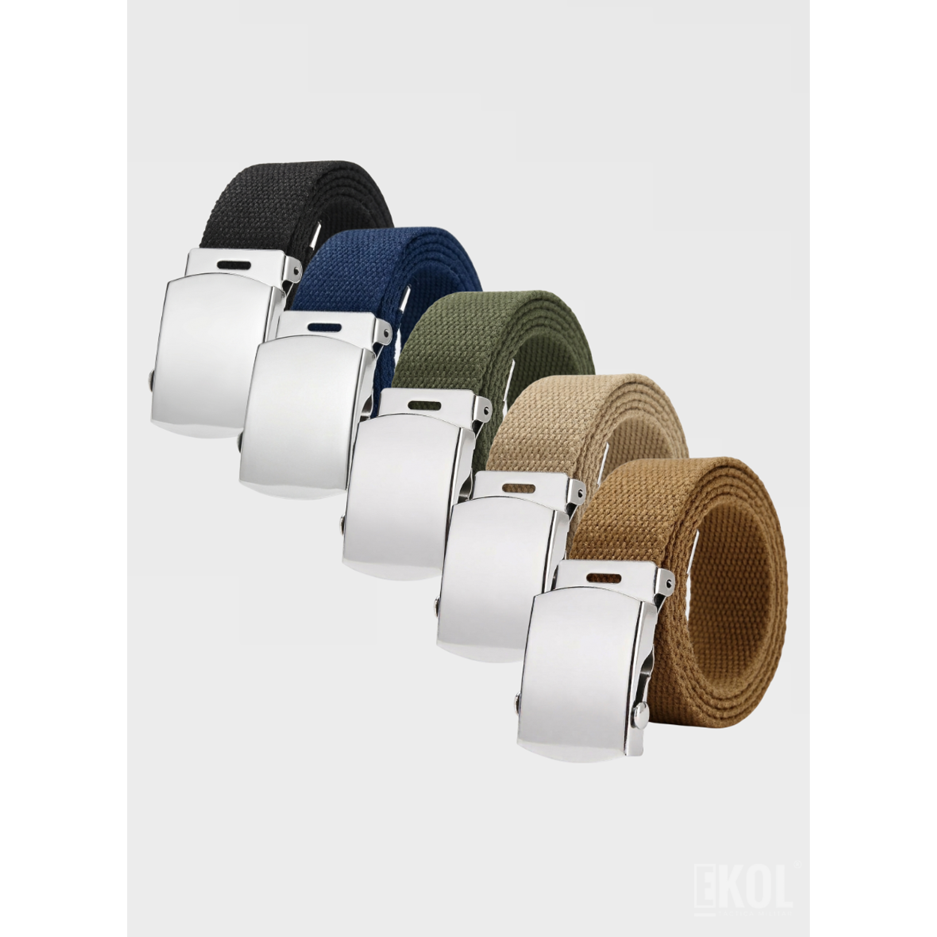  Cinturón Militar Lona Nailon Hebilla Metalizada Básico 125cm 9