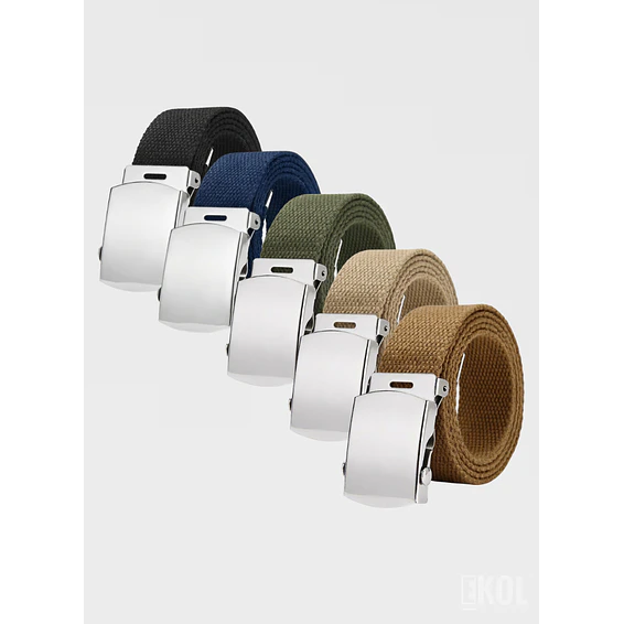  Cinturón Militar Lona Nailon Hebilla Metalizada Básico 125cm 9