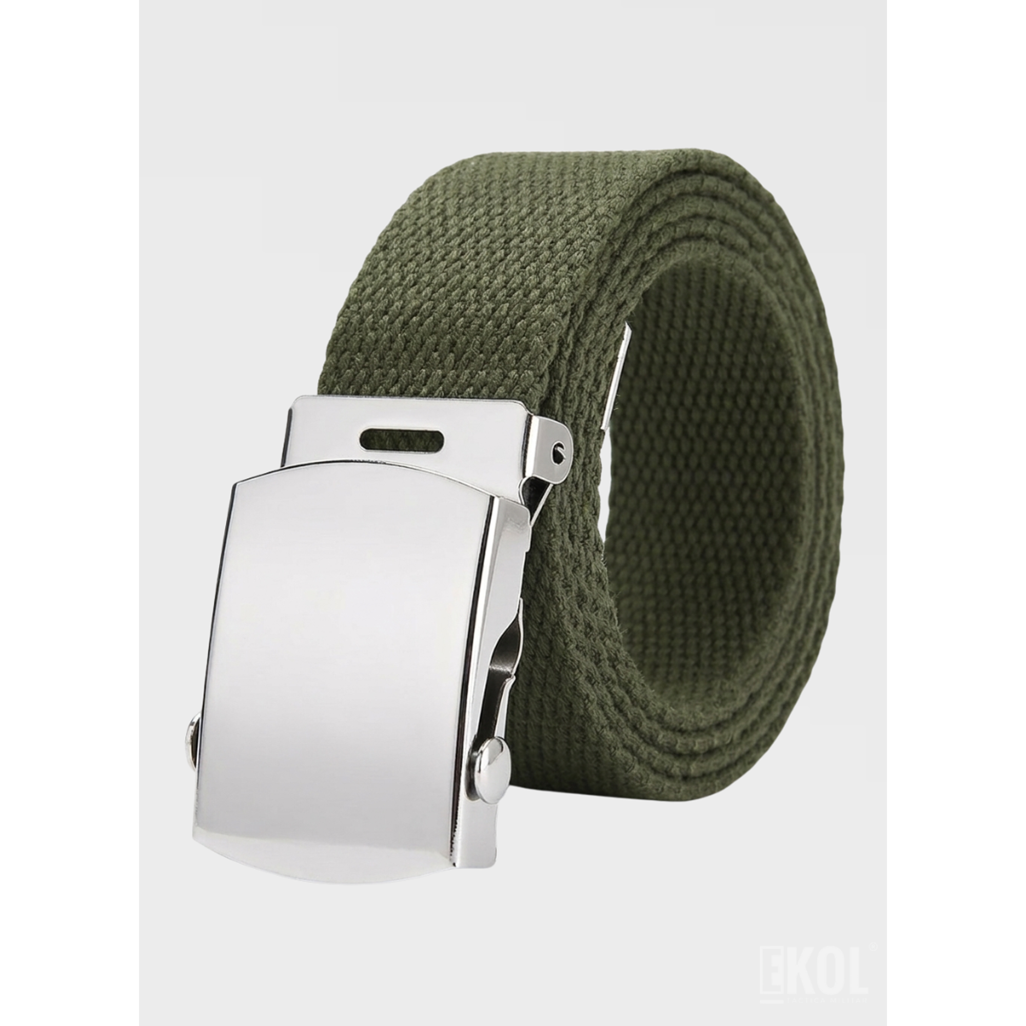  Cinturón Militar Lona Nailon Hebilla Metalizada Básico 125cm 4