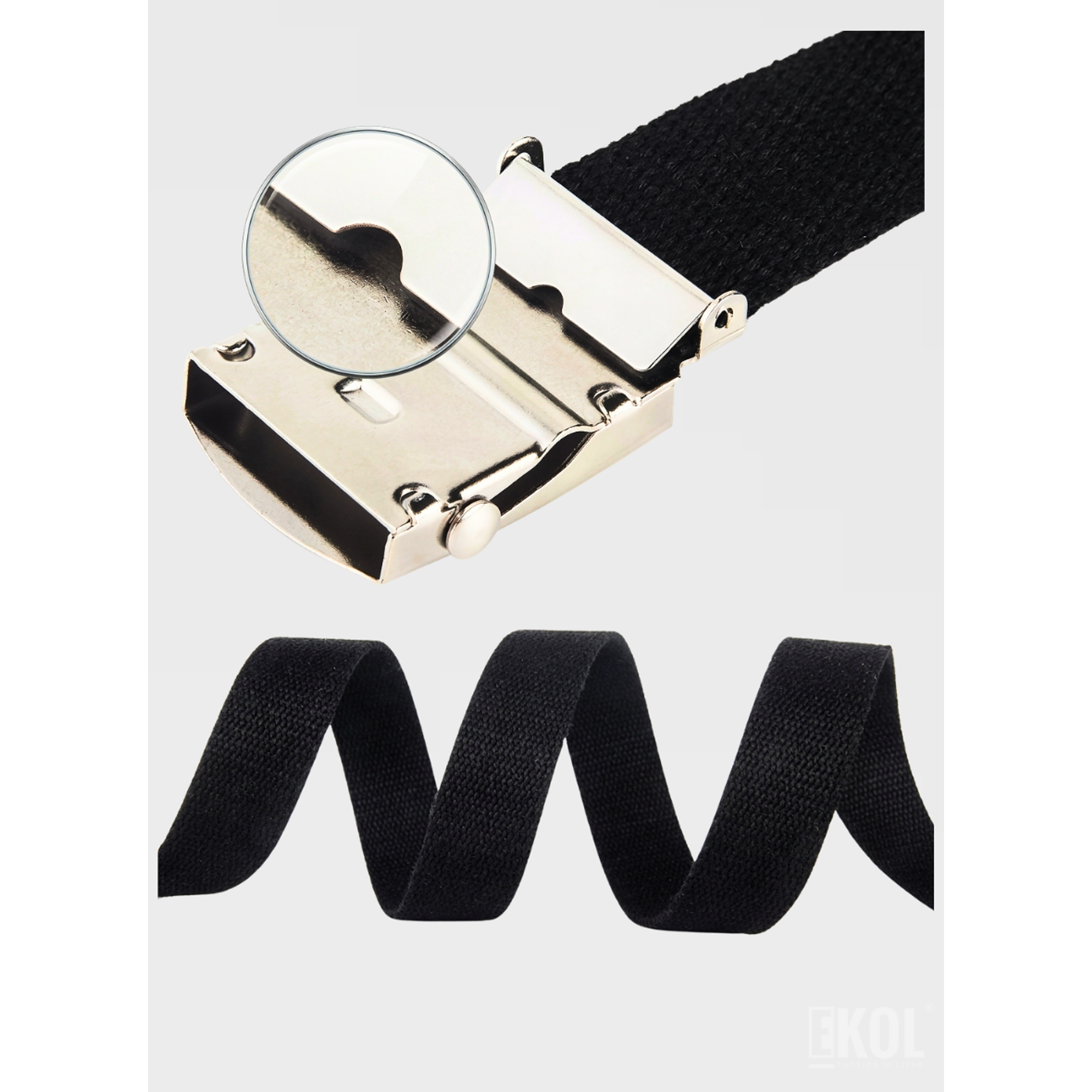  Cinturón Militar Lona Nailon Hebilla Metalizada Básico 125cm 3