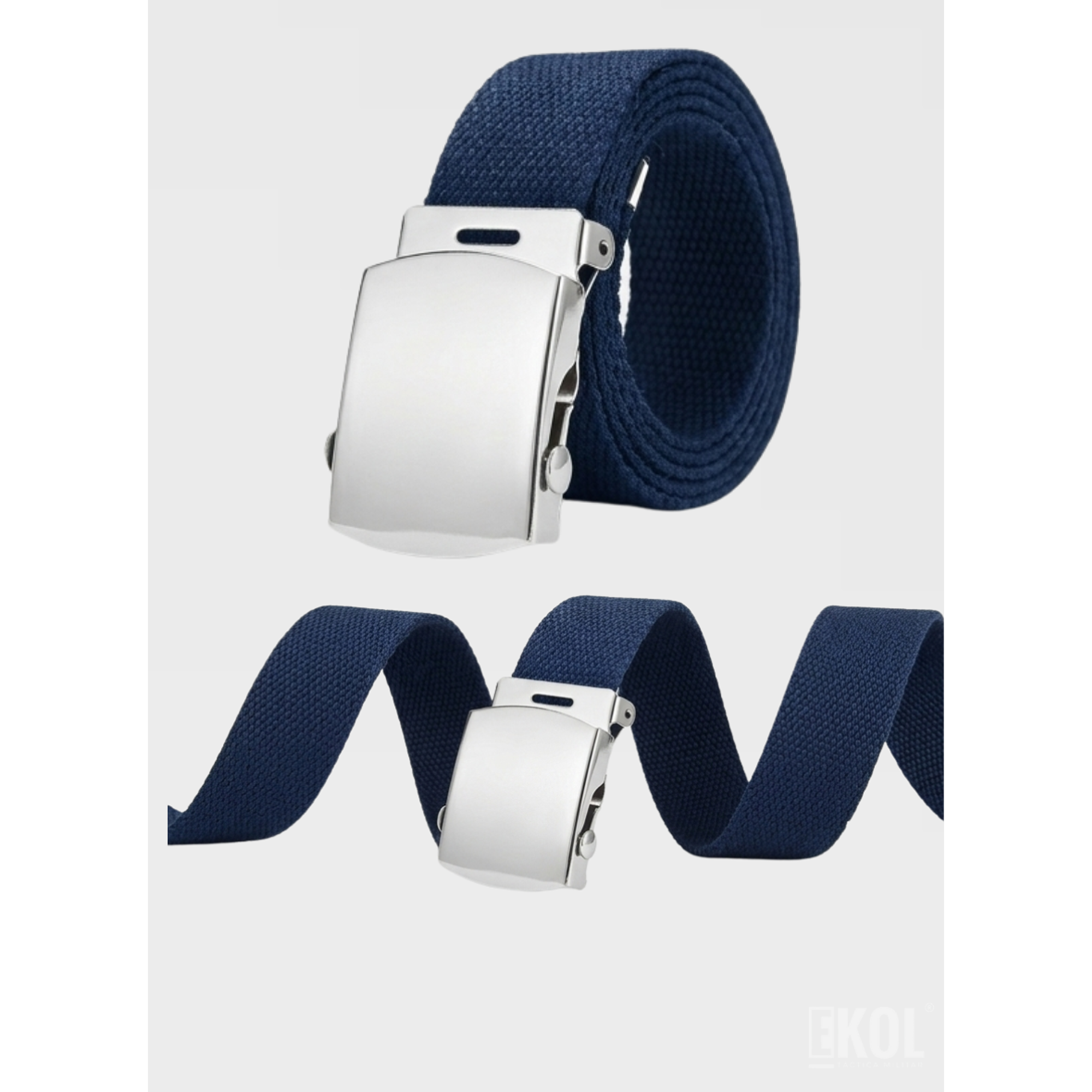  Cinturón Militar Lona Nailon Hebilla Metalizada Básico 125cm 6