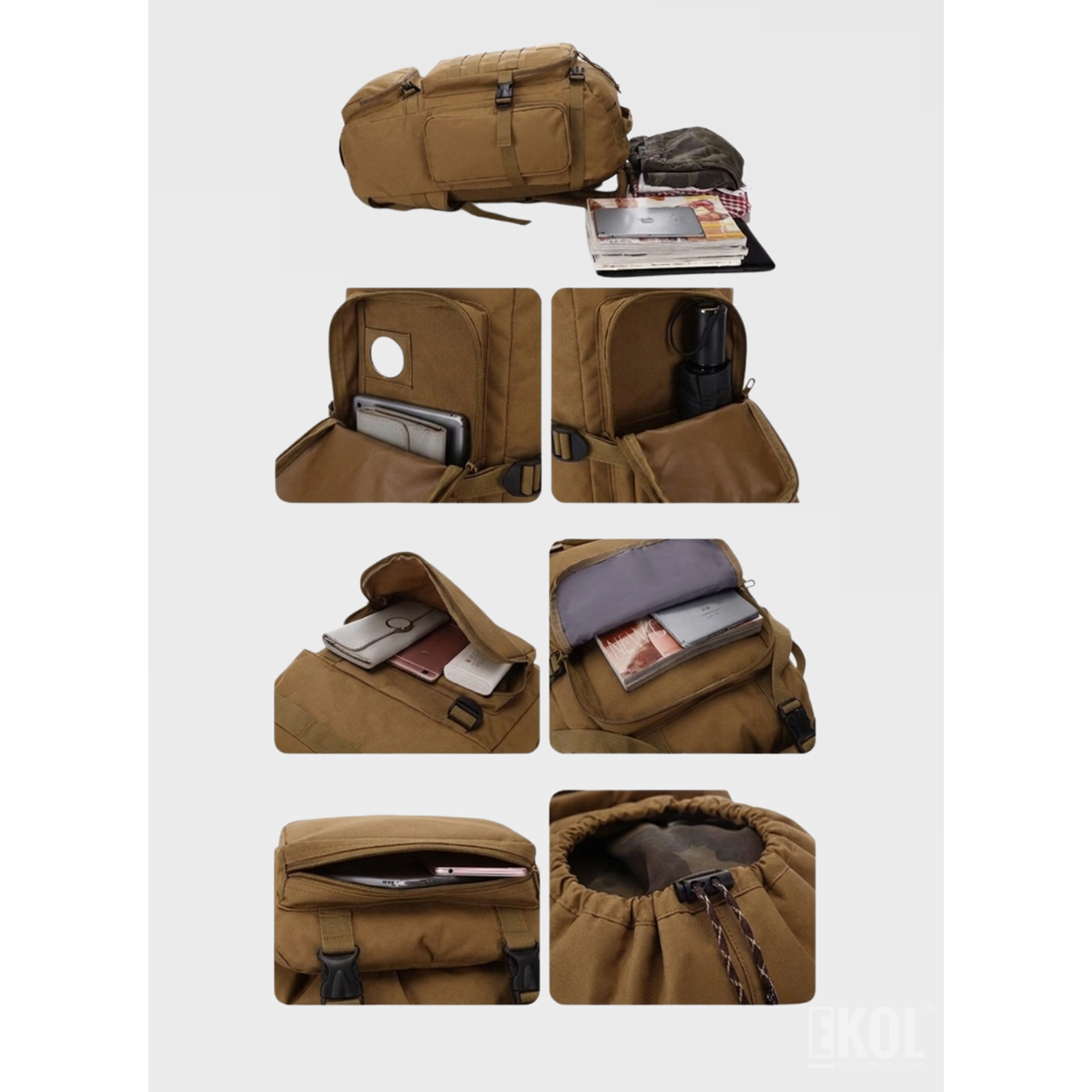 Mochila Táctica Militar 80L Impermeable - Sistema Molle y Gran Capacidad para Camping y Trekking 5