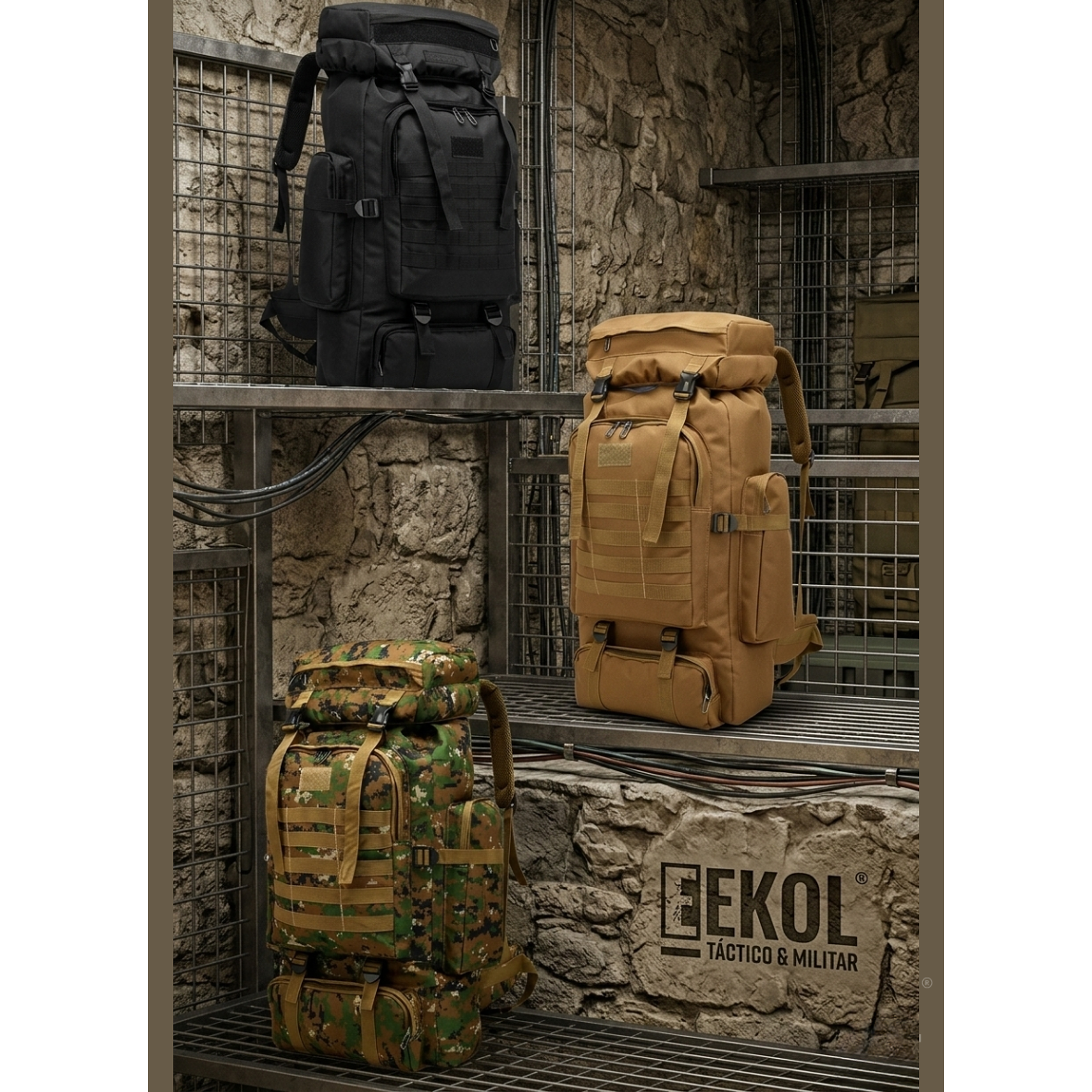 Mochila Táctica Militar 80L Impermeable - Sistema Molle y Gran Capacidad para Camping y Trekking 1