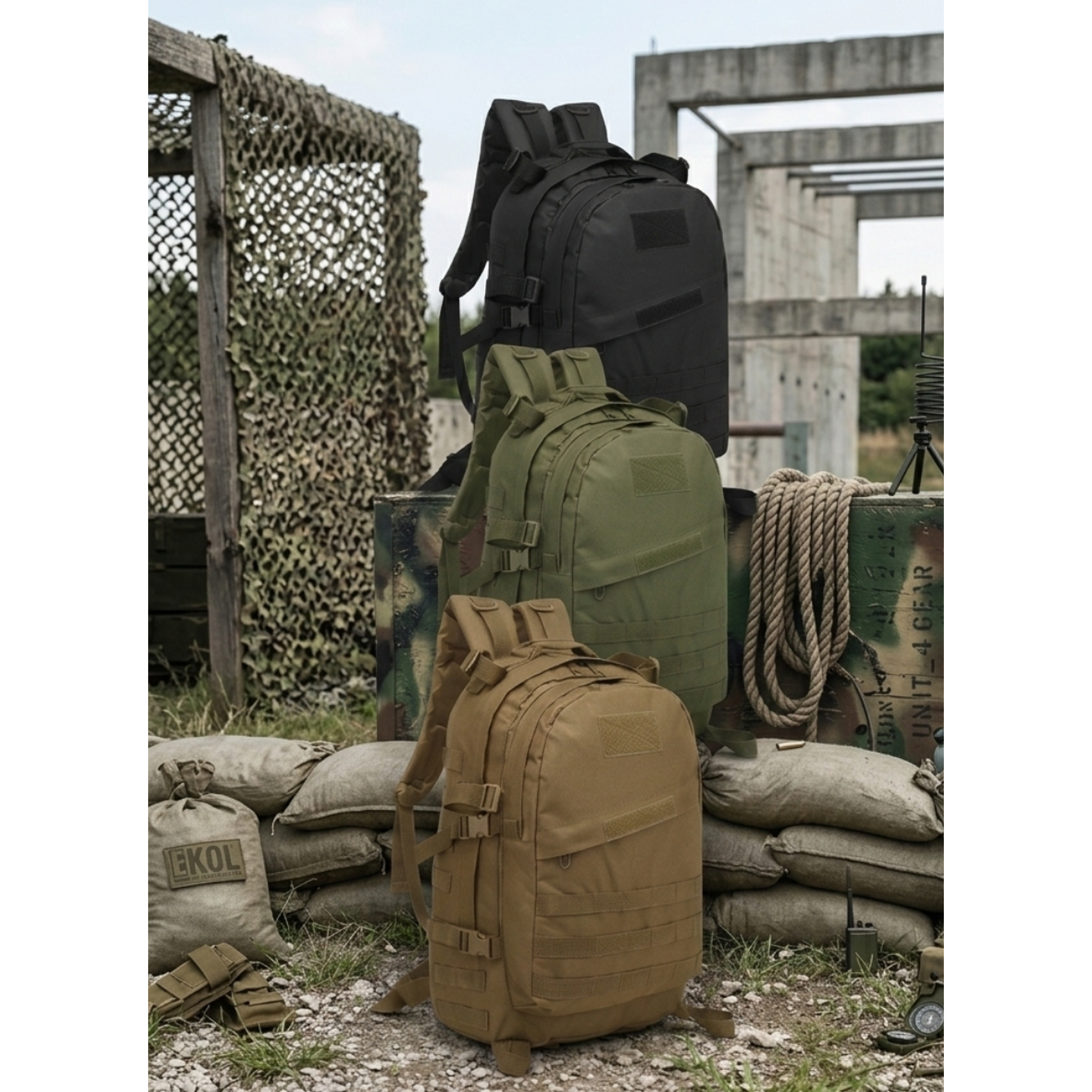 Mochila Profesional de Asalto 55L - Reforzada para Airsoft, Outdoor y Senderismo Extremo 1