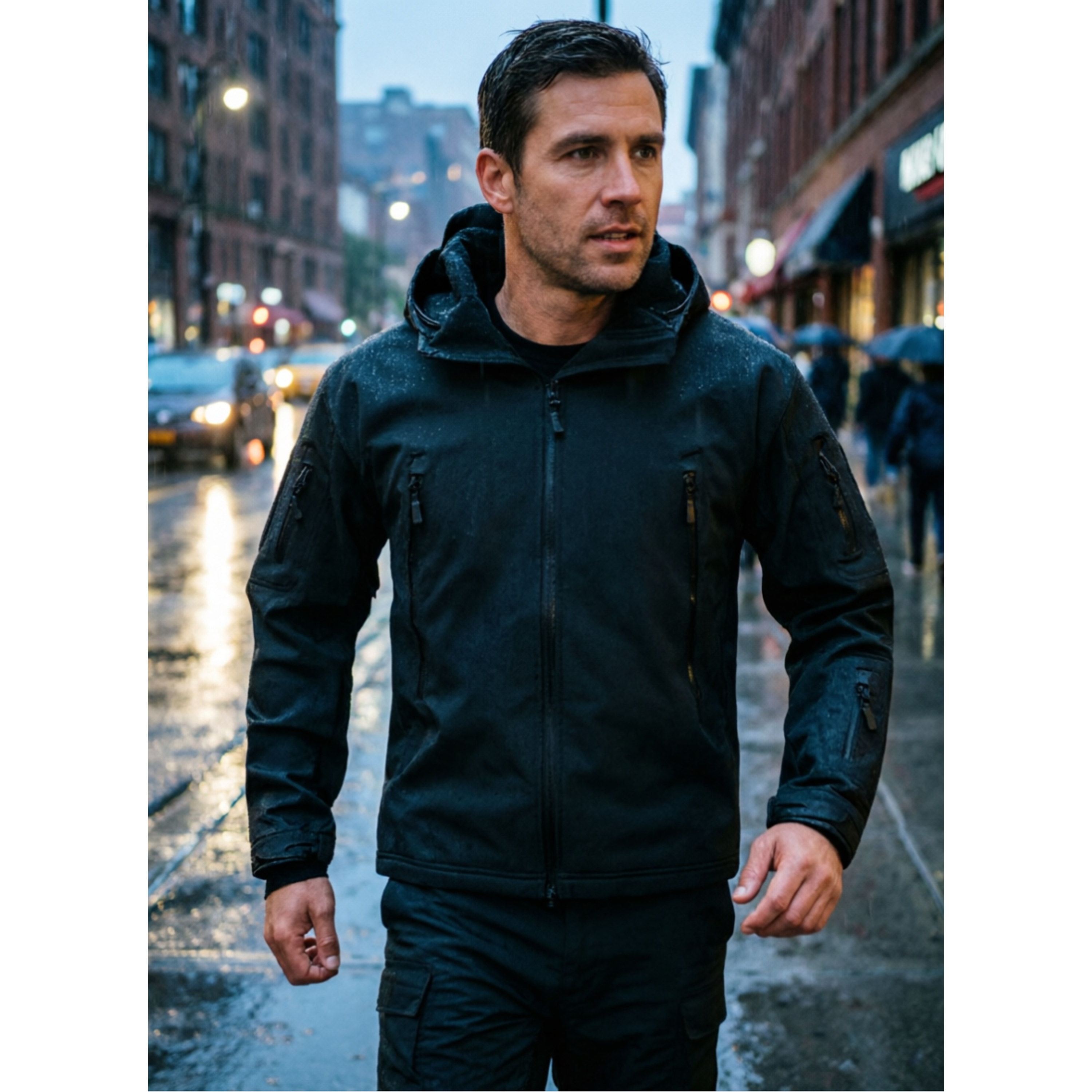 CHAQUETA  SOFTSHELL CON CAPUCHA – IMPERMEABLE, RESISTENTE  VERSÁTIL 1