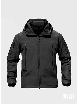 CHAQUETA  SOFTSHELL CON CAPUCHA – IMPERMEABLE, RESISTENTE  VERSÁTIL