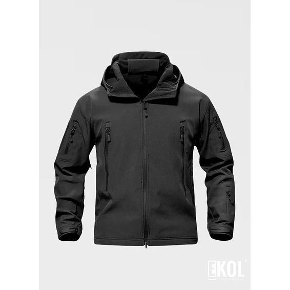 CHAQUETA  SOFTSHELL CON CAPUCHA – IMPERMEABLE, RESISTENTE  VERSÁTIL 1