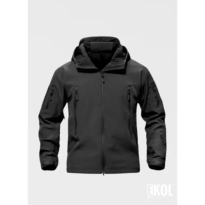 CHAQUETA  SOFTSHELL CON CAPUCHA – IMPERMEABLE, RESISTENTE  VERSÁTIL 1