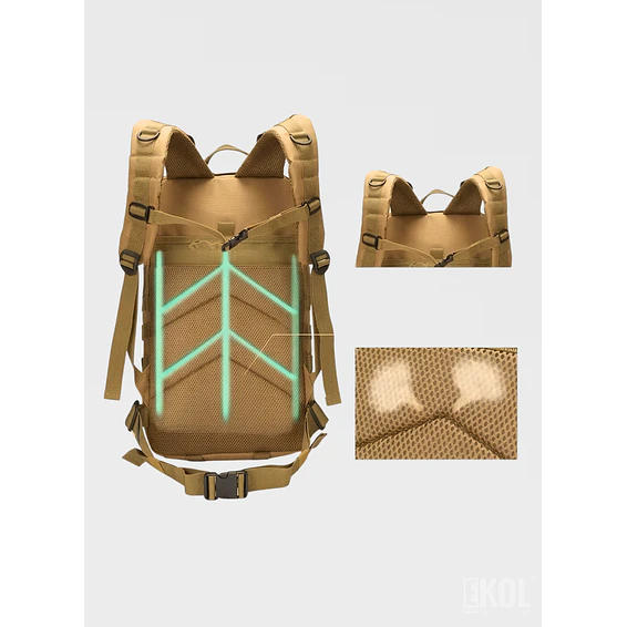 Mochila De Asalto Táctica 25l 3P Trekking Camping Resistente 8
