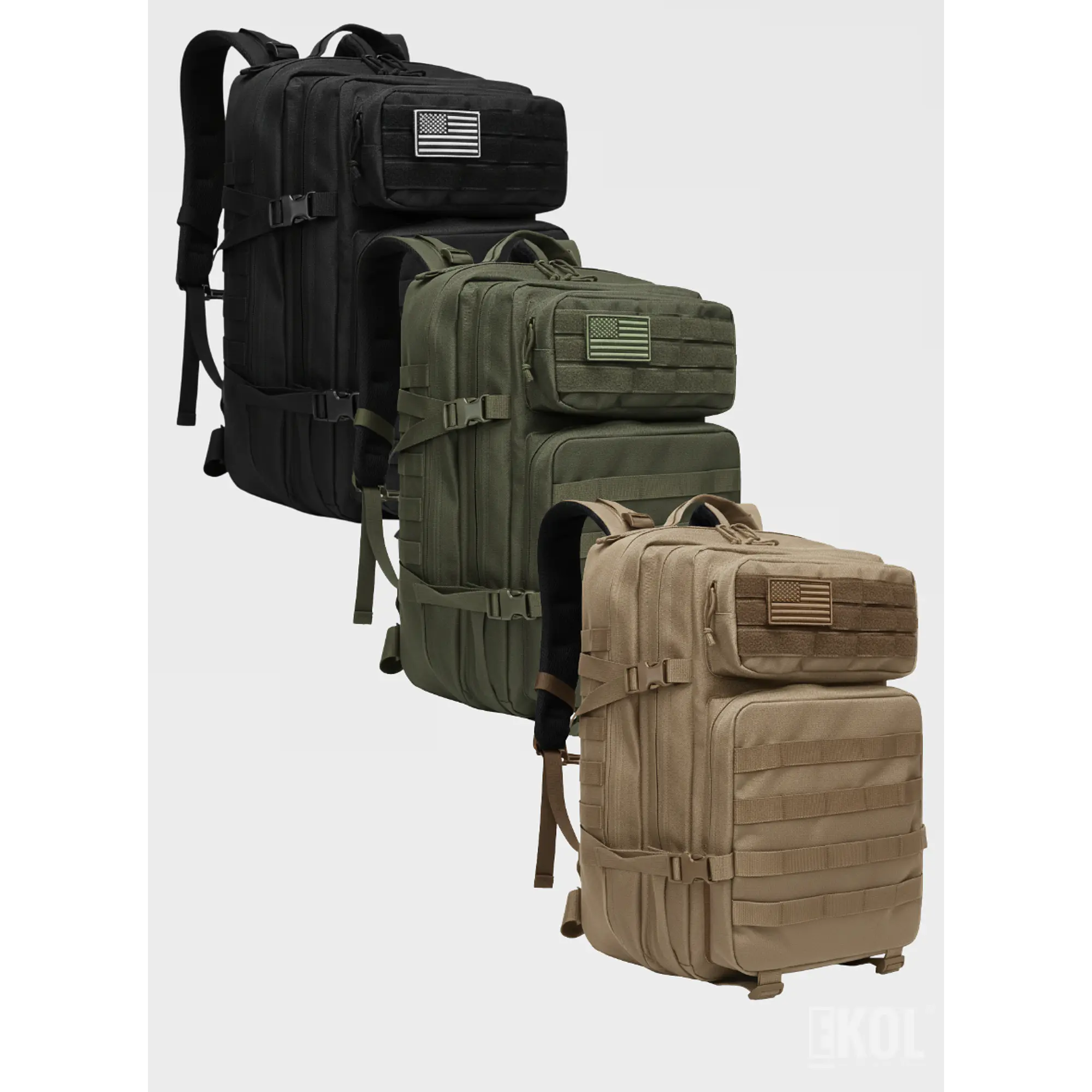 Mochila Militar 45 Litros Gran Capacidad con Sistema Molle para Viajes y Outdoor 10