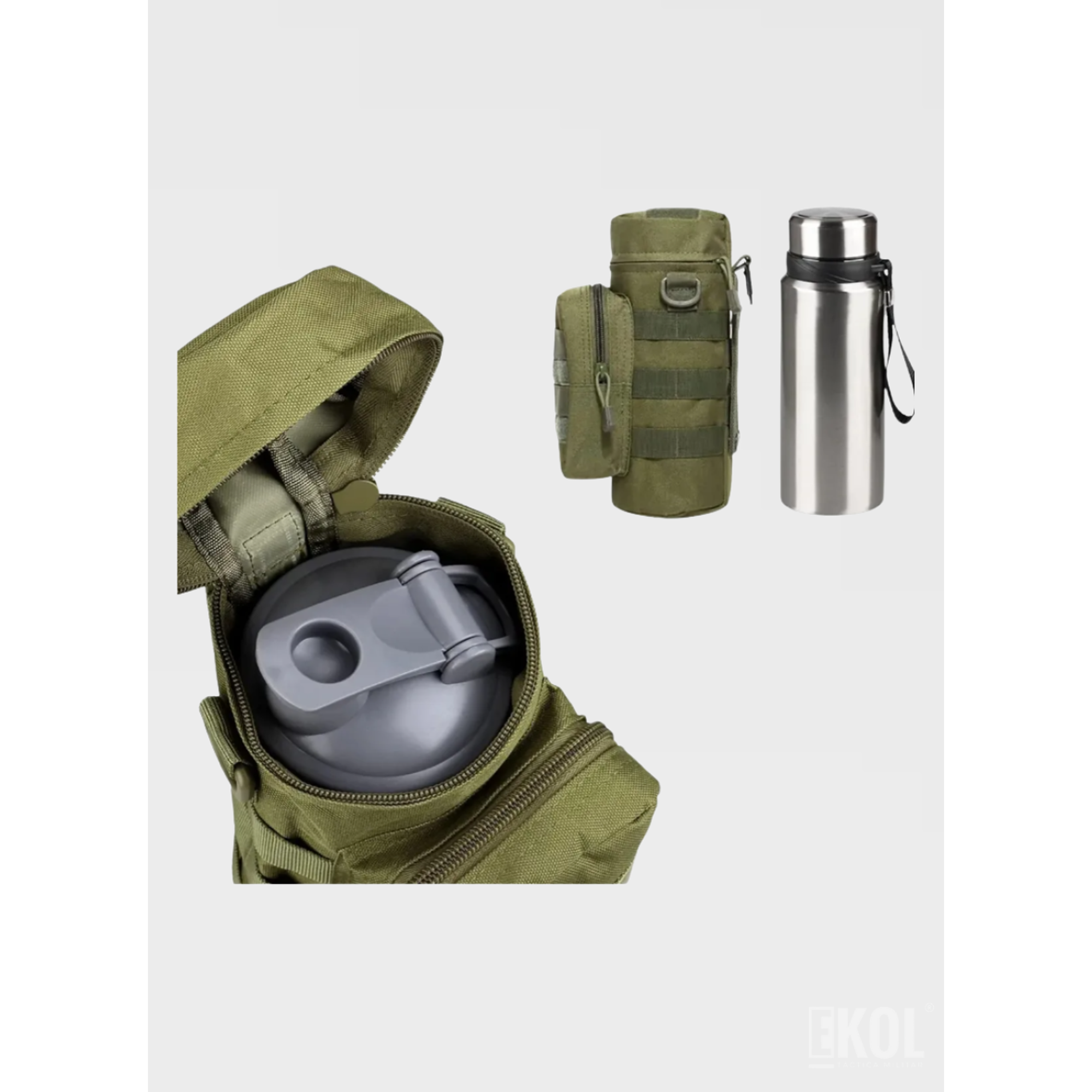 Porta Botella Táctico Militar Sistema Molle - Bolso Ajustable de Alta Resistencia 4