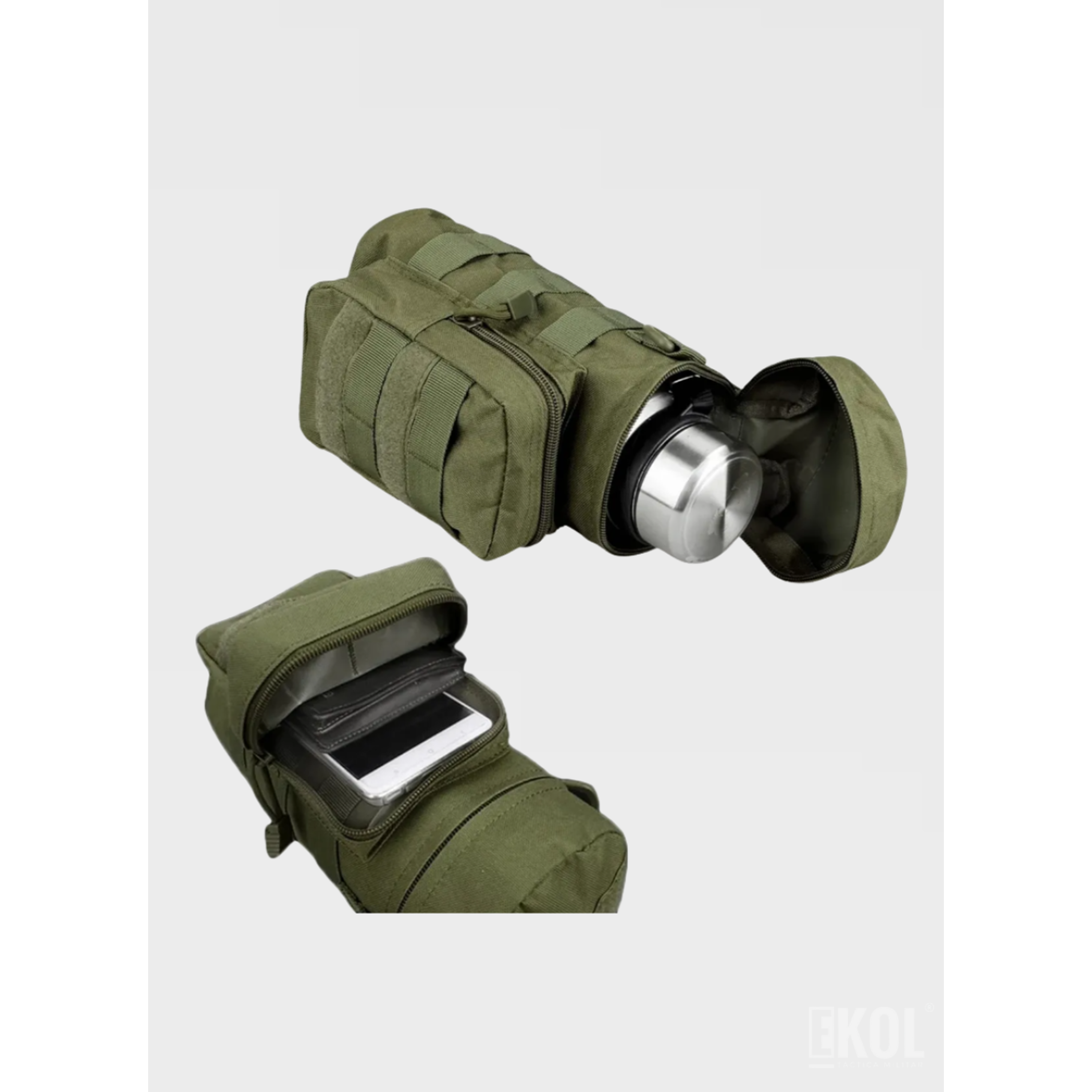 Porta Botella Táctico Militar Sistema Molle - Bolso Ajustable de Alta Resistencia 5