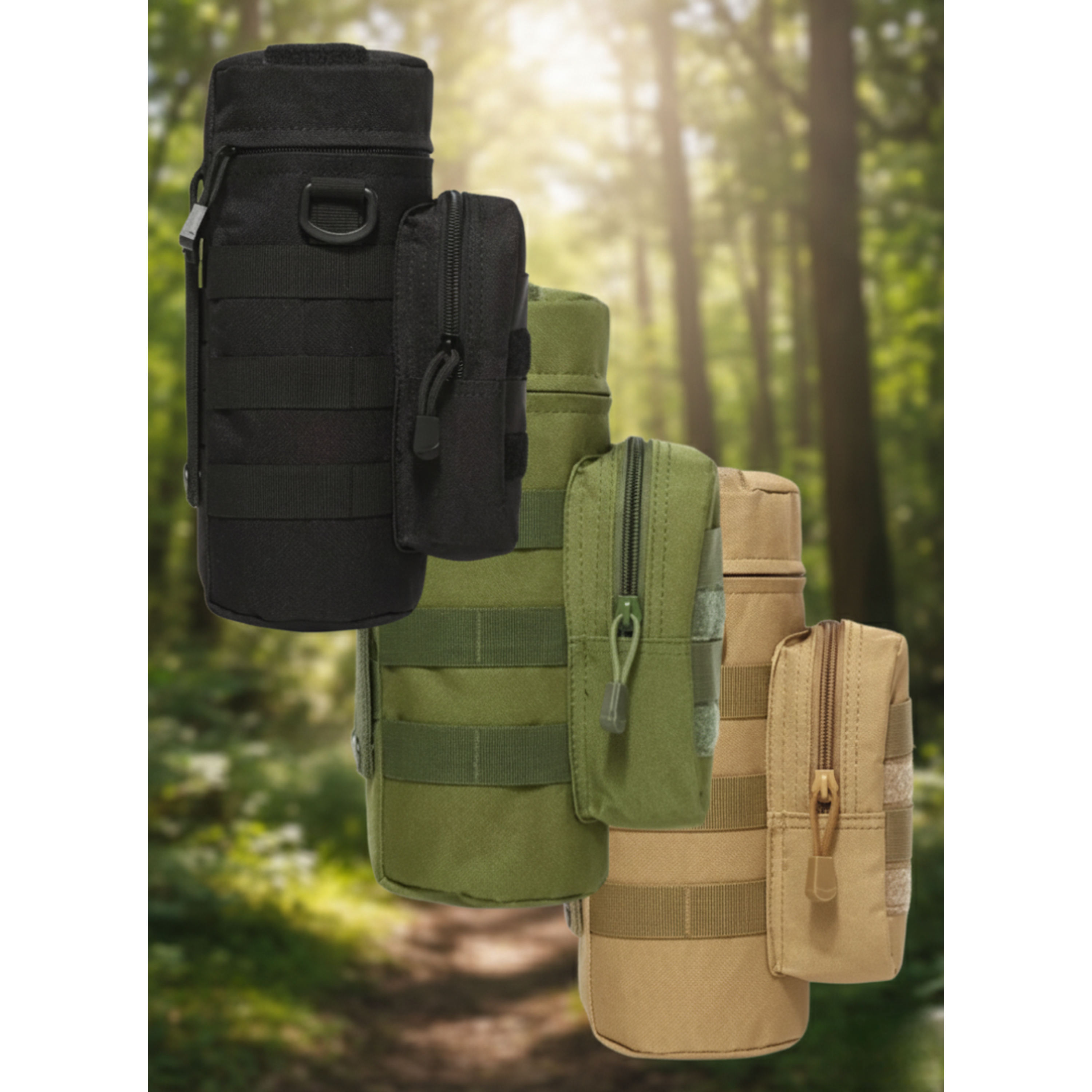 Porta Botella Táctico Militar Sistema Molle - Bolso Ajustable de Alta Resistencia 1