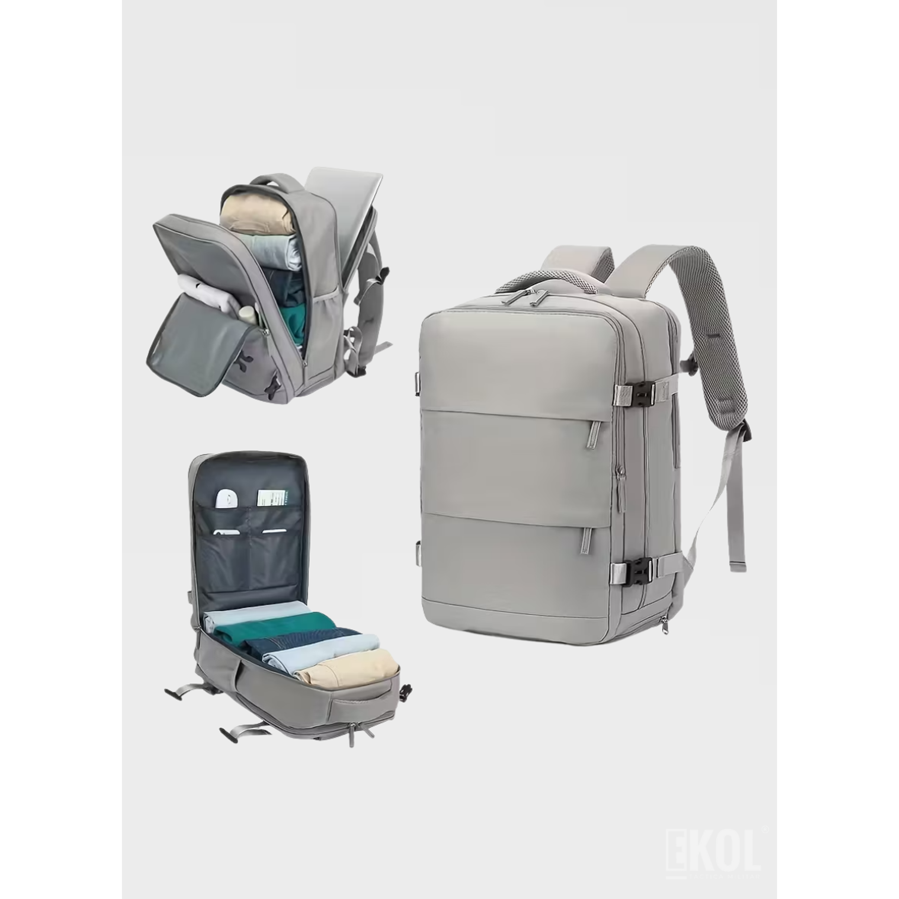 Mochila de Viaje Expandible (30L): Apta Cabina de Avión con Puerto USB 4