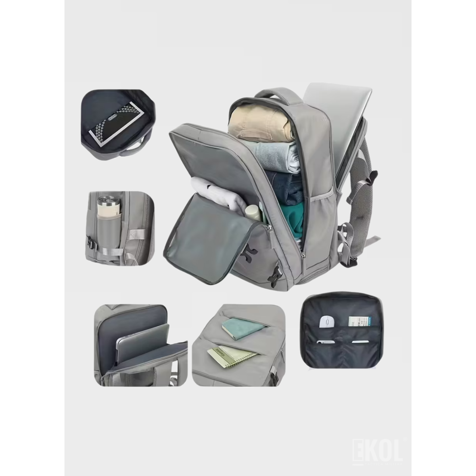 Mochila de Viaje Expandible (30L): Apta Cabina de Avión con Puerto USB 6