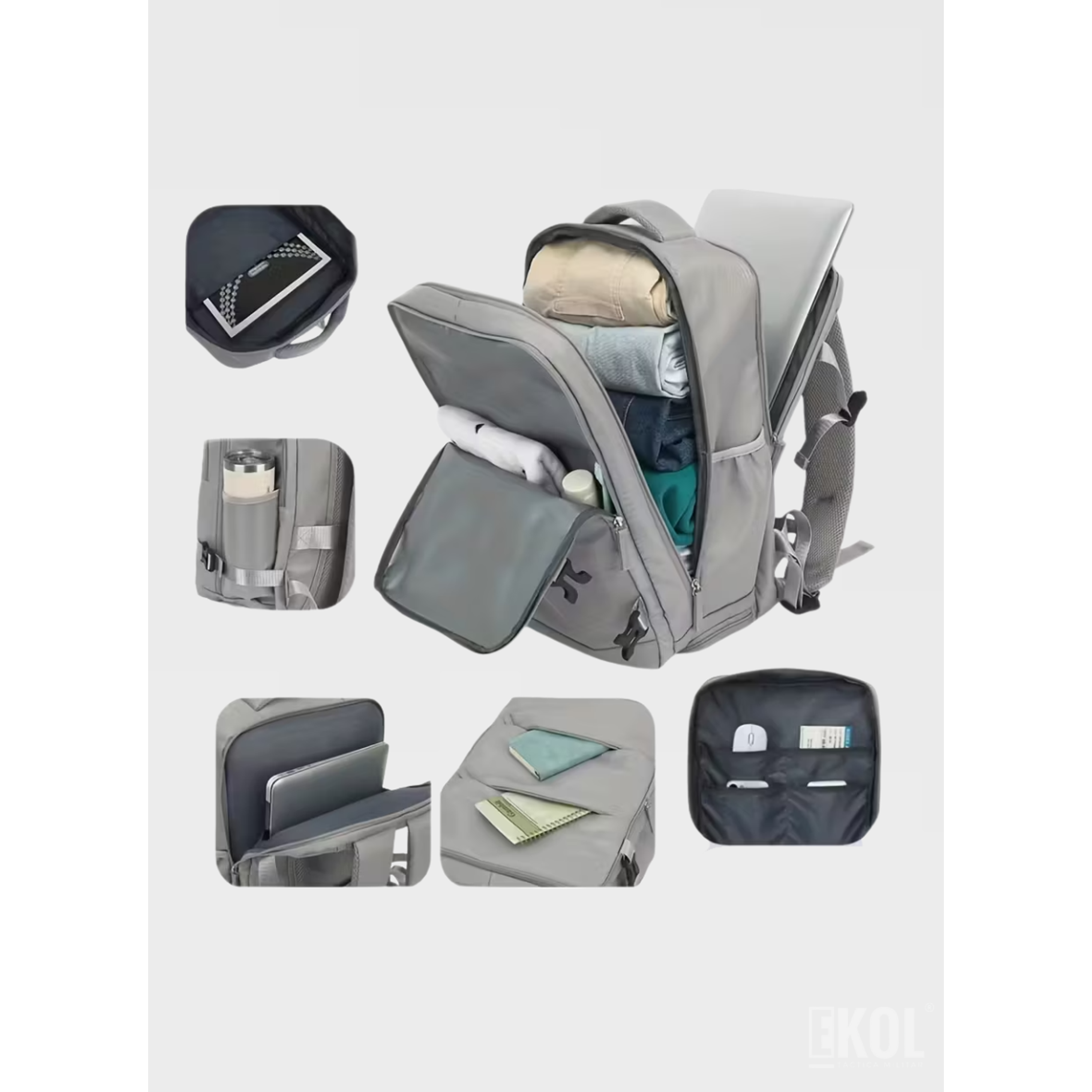 Mochila de Viaje Expandible (30L): Apta Cabina de Avión con Puerto USB 6