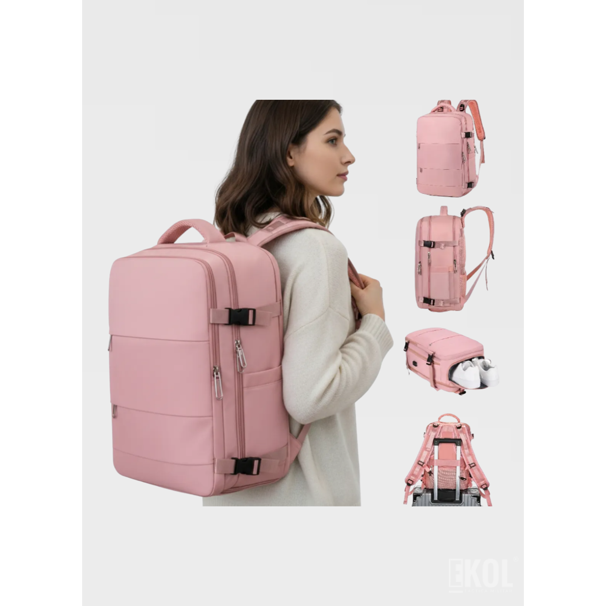 Mochila de Viaje Expandible (30L): Apta Cabina de Avión con Puerto USB 10