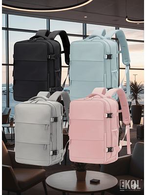 Mochila de Viaje Expandible (30L): Apta Cabina de Avión con Puerto USB