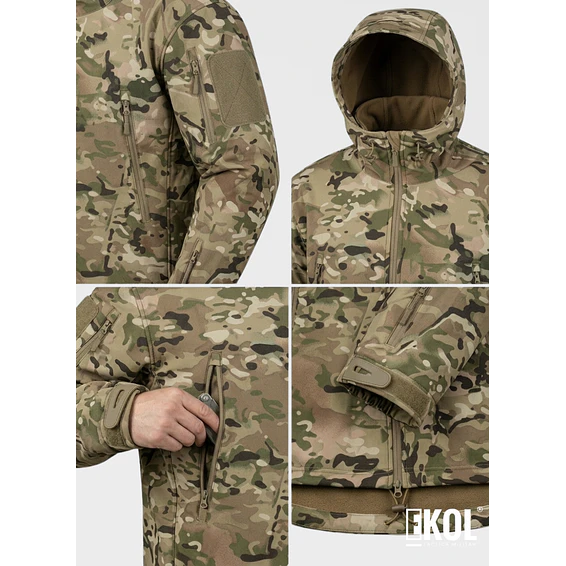 Chaqueta Softshell Tactica Militar Capucha Camuflaje- Impermeable 4