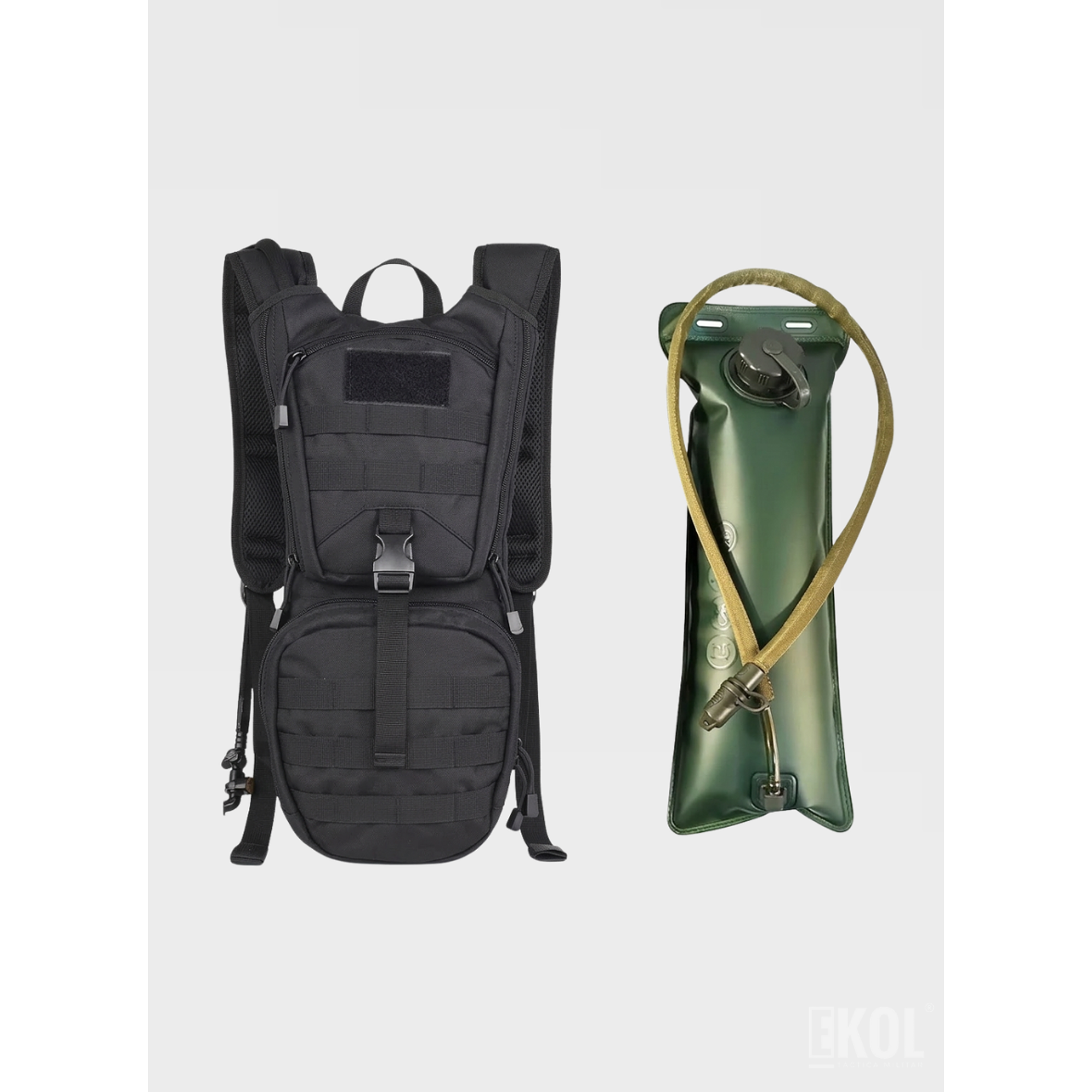 Mochila de Hidratación Táctica Militar 3L - Sistema Molle + Silbato de Emergencia 2