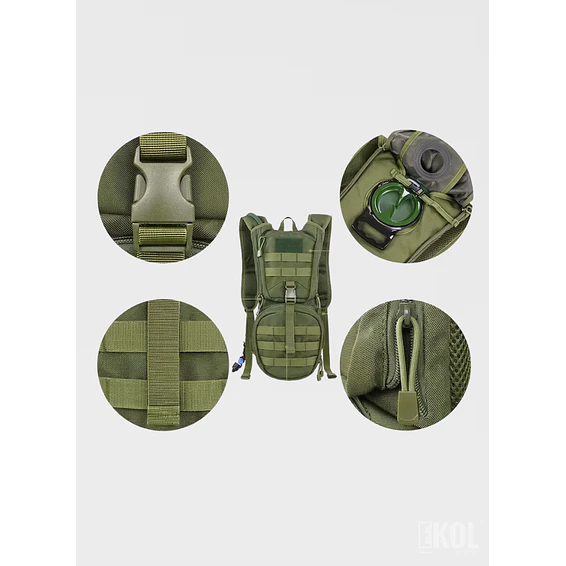 Mochila de Hidratación Táctica Militar 3L - Sistema Molle + Silbato de Emergencia 6