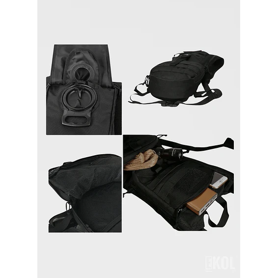 Mochila de Hidratación Táctica Militar 3L - Sistema Molle + Silbato de Emergencia 3