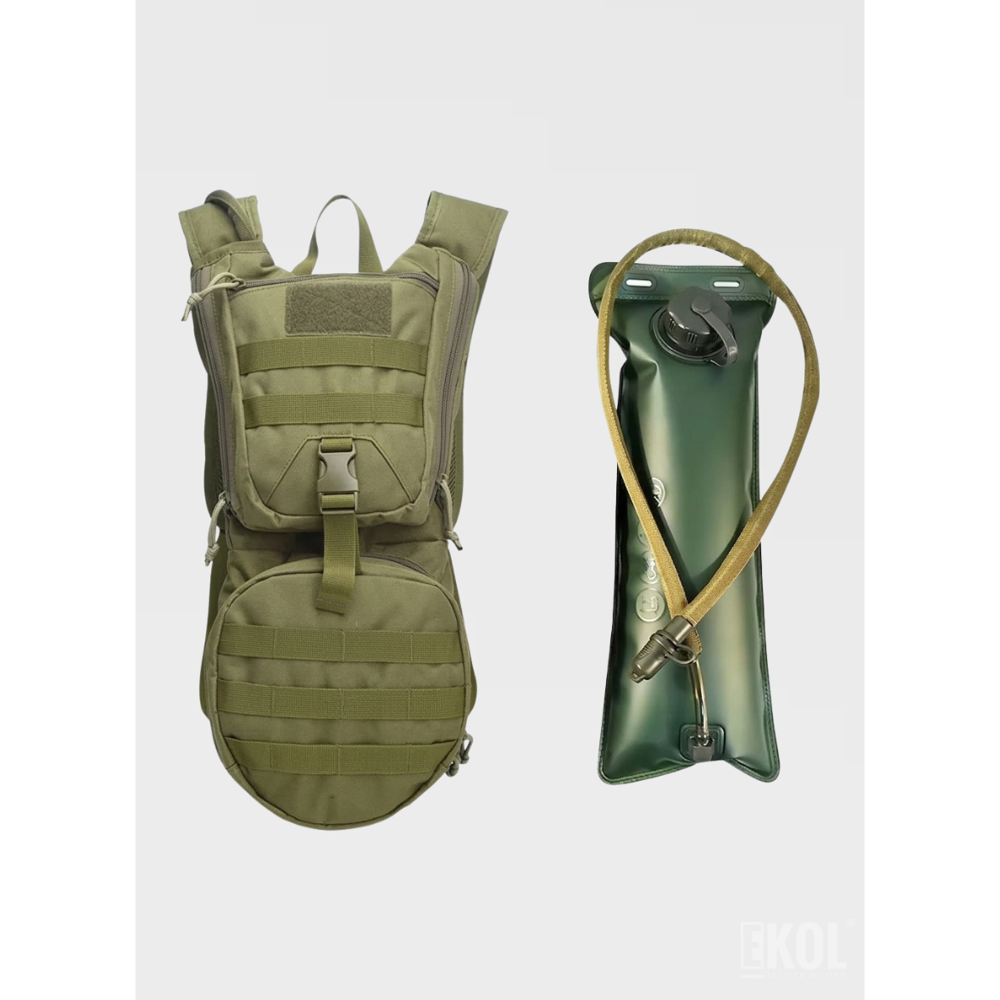 Mochila de Hidratación Táctica Militar 3L - Sistema Molle + Silbato de Emergencia 5