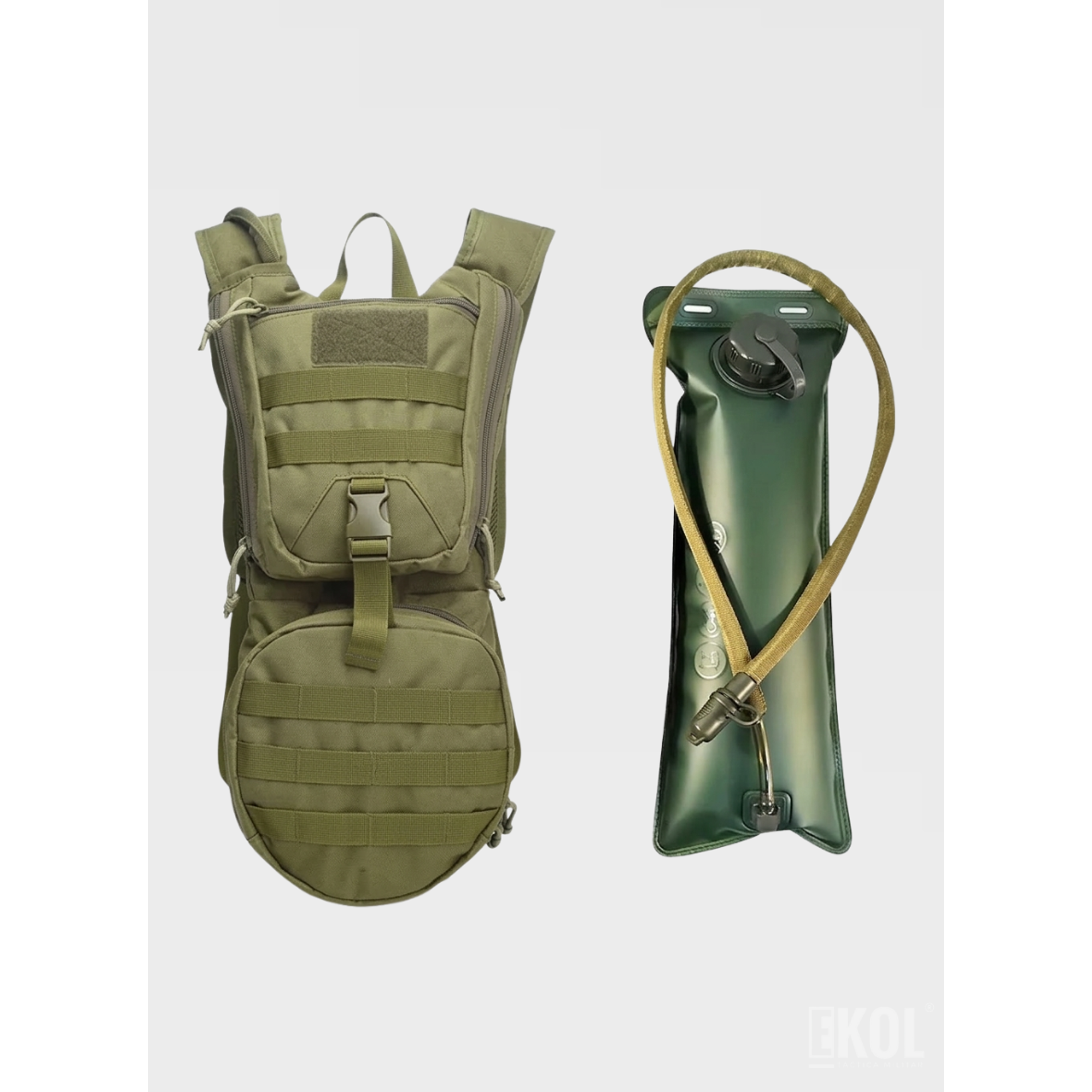 Mochila de Hidratación Táctica Militar 3L - Sistema Molle + Silbato de Emergencia 5