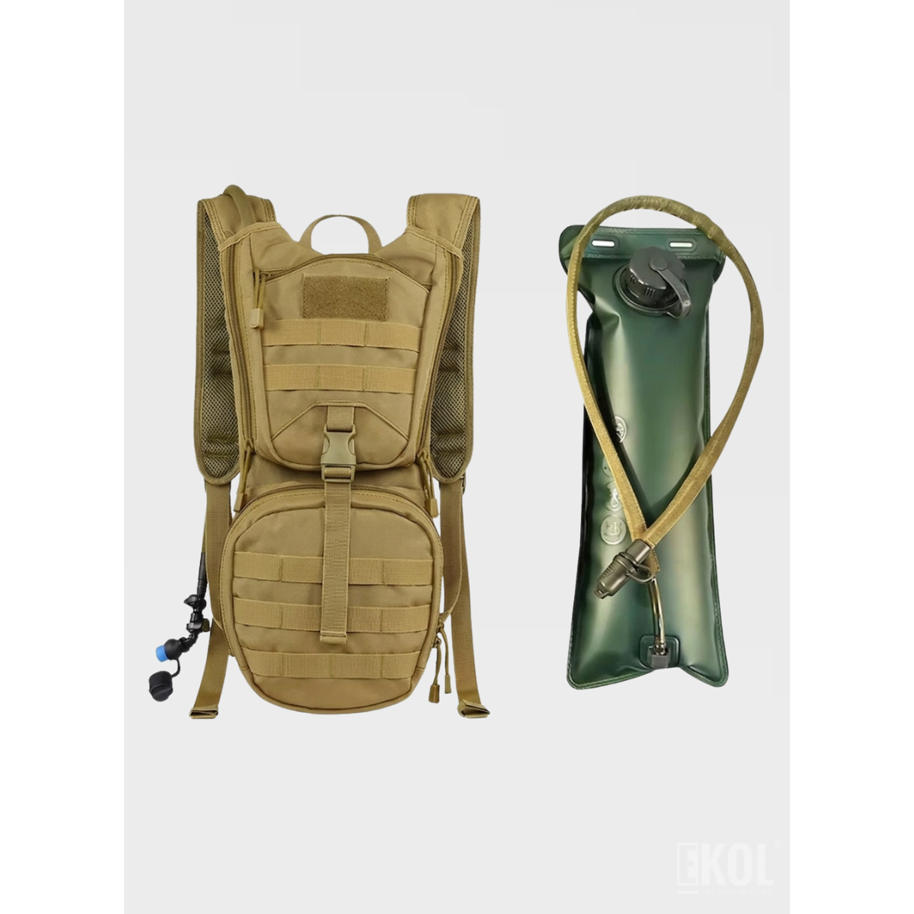Mochila de Hidratación Táctica Militar 3L - Sistema Molle + Silbato de Emergencia 9