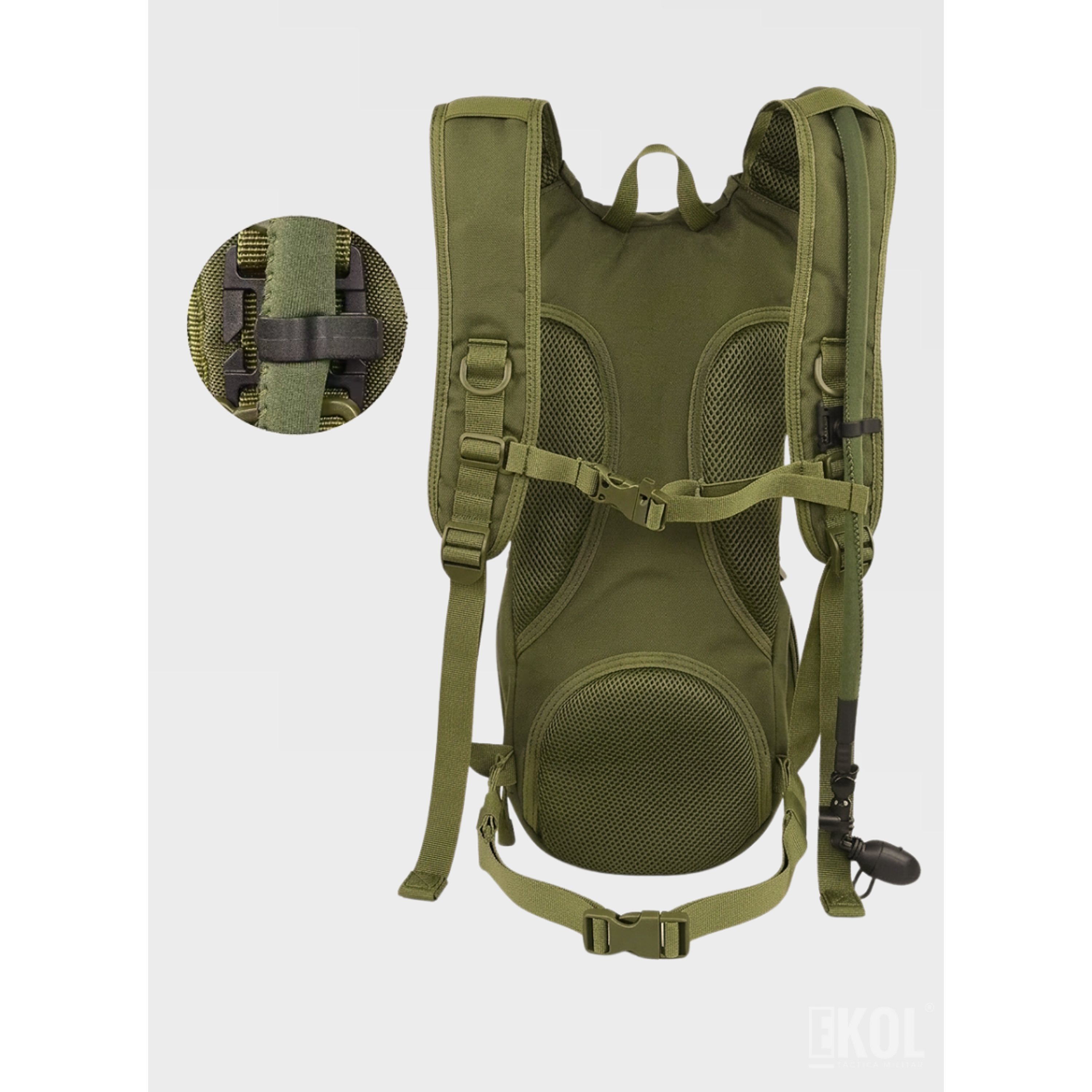 Mochila de Hidratación Táctica Militar 3L - Sistema Molle + Silbato de Emergencia 8