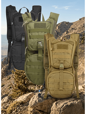 Mochila de Hidratación Táctica Militar 3L - Sistema Molle + Silbato de Emergencia