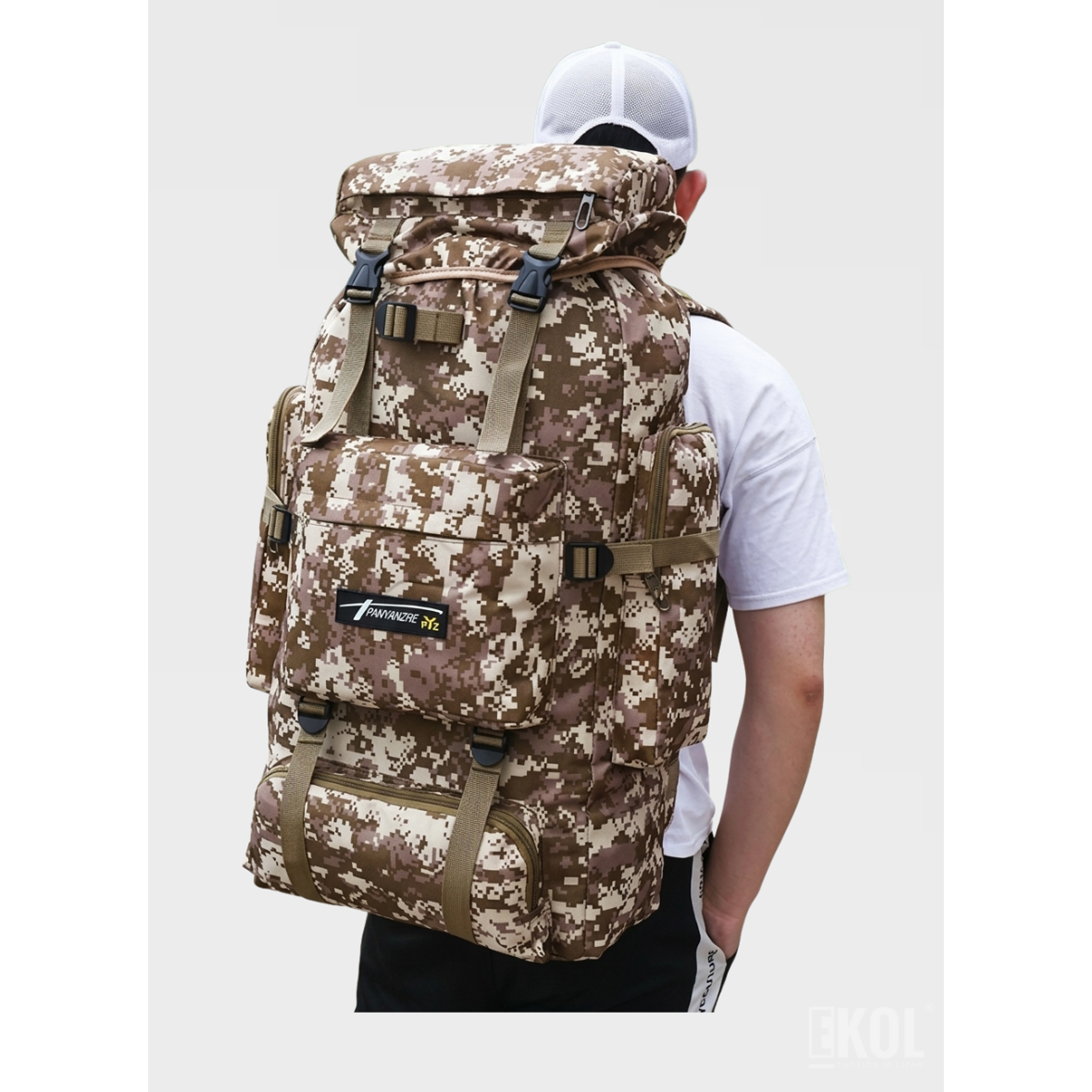 Mochila Camuflaje Táctica Militar 80 Litros Gran Capacidad Impermeable Camping Trekking 6