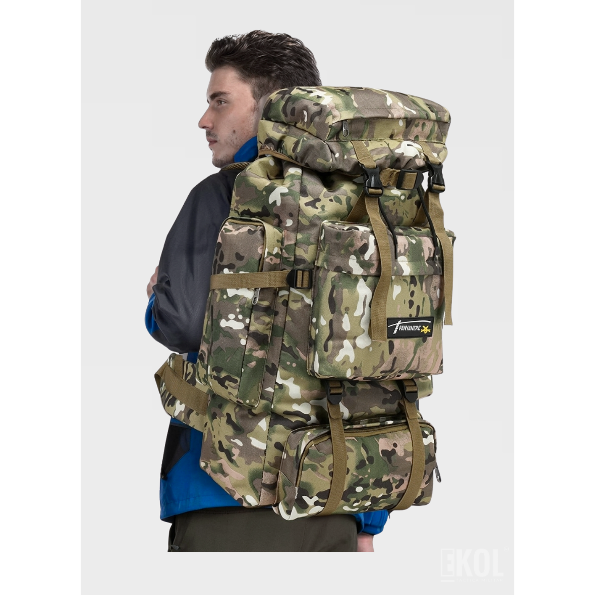 Mochila Camuflaje Táctica Militar 80 Litros Gran Capacidad Impermeable Camping Trekking 7