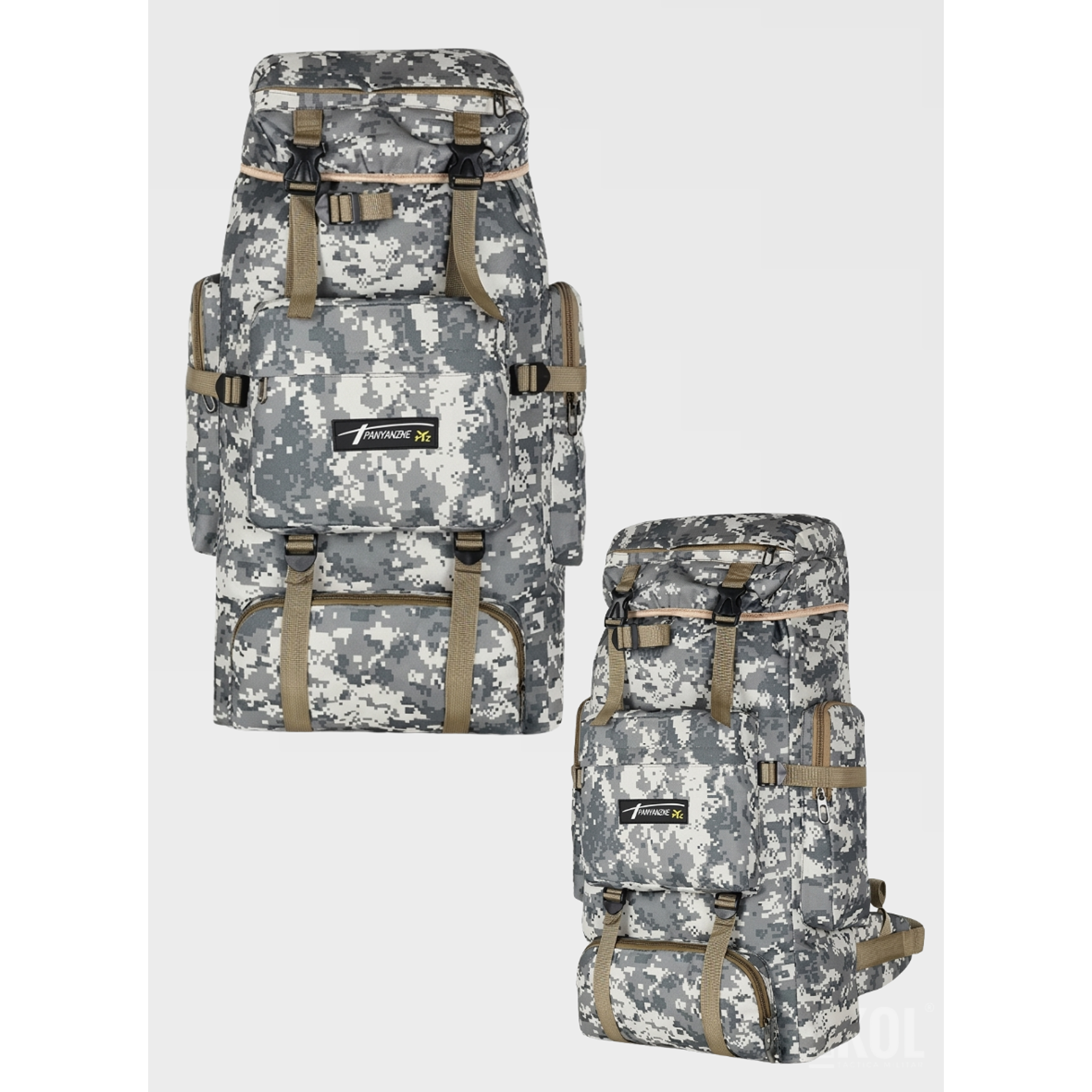Mochila Camuflaje Táctica Militar 80 Litros Gran Capacidad Impermeable Camping Trekking 11