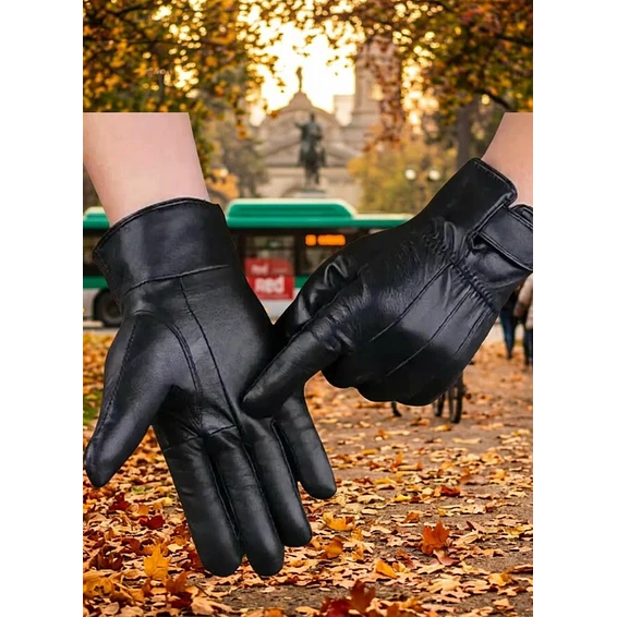 Guantes de Cuero Negro Hombre Premium 1