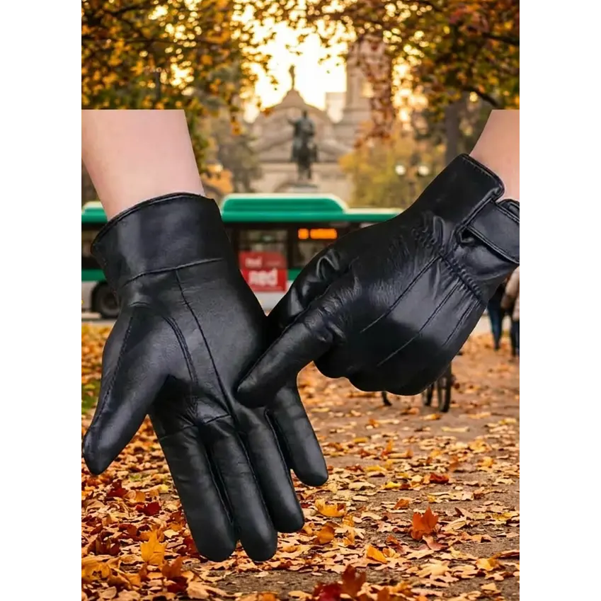 Guantes de Cuero Negro Hombre Premium 1