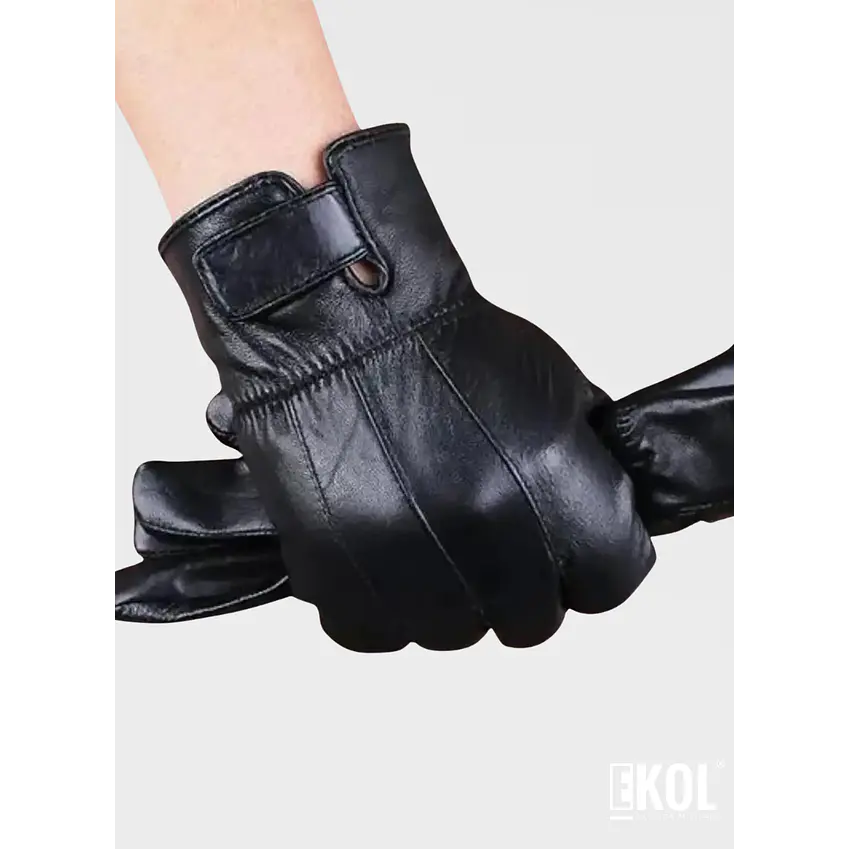 Guantes de Cuero Negro Hombre Premium 4