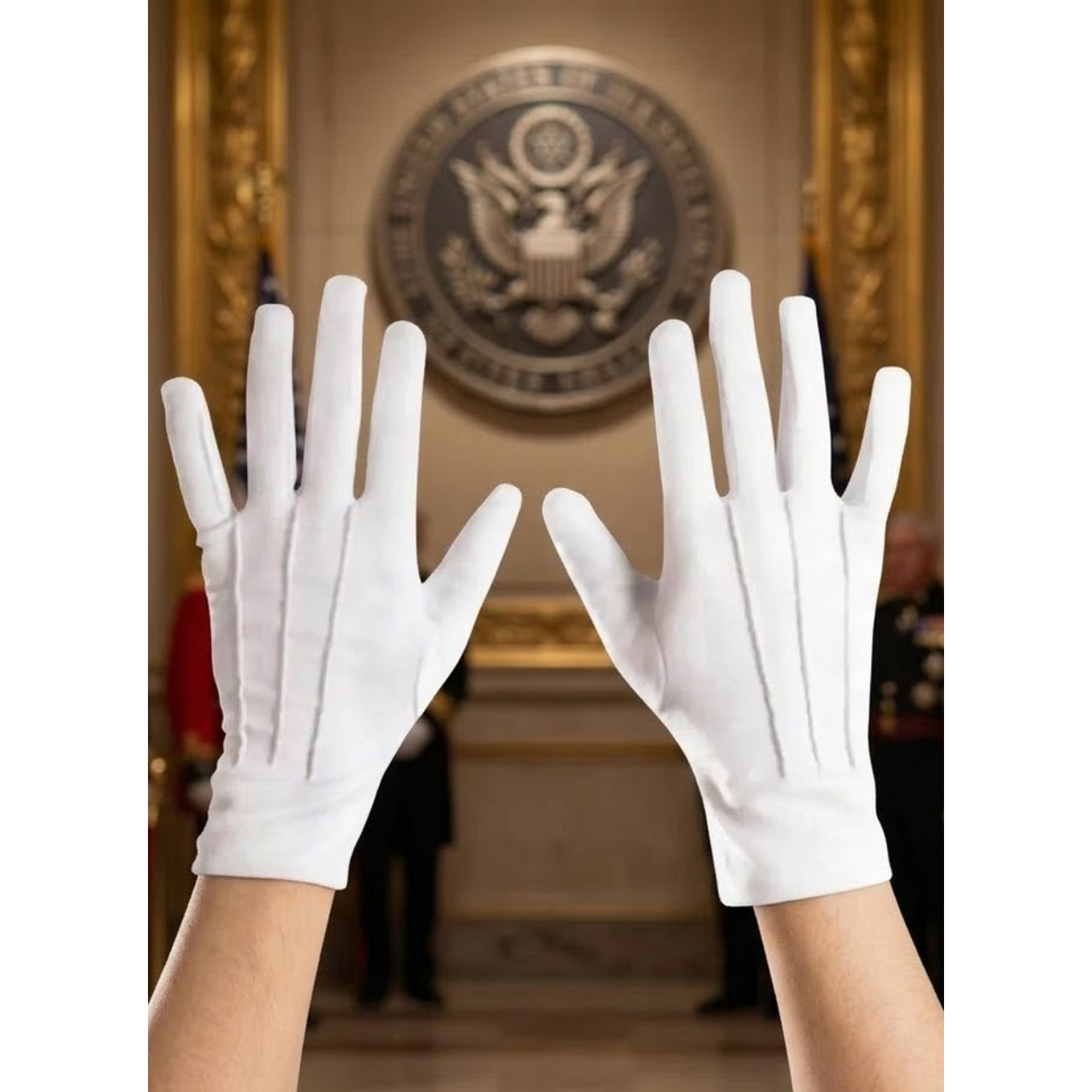 Guantes Blancos Formal Algodón Guardia Honor  1