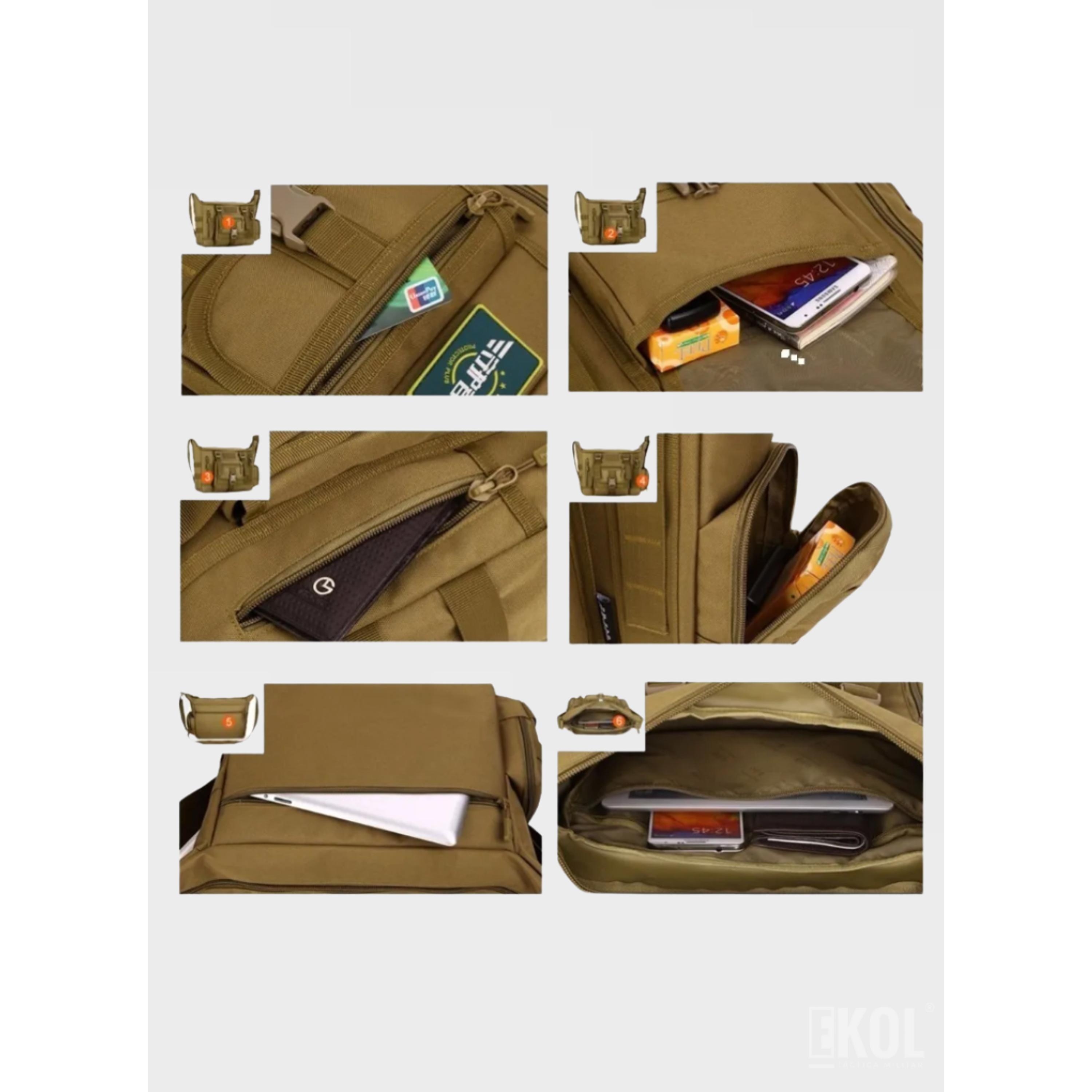 Bolso Táctico de Hombro Porta Laptop con Sistema Molle Reforzado 8