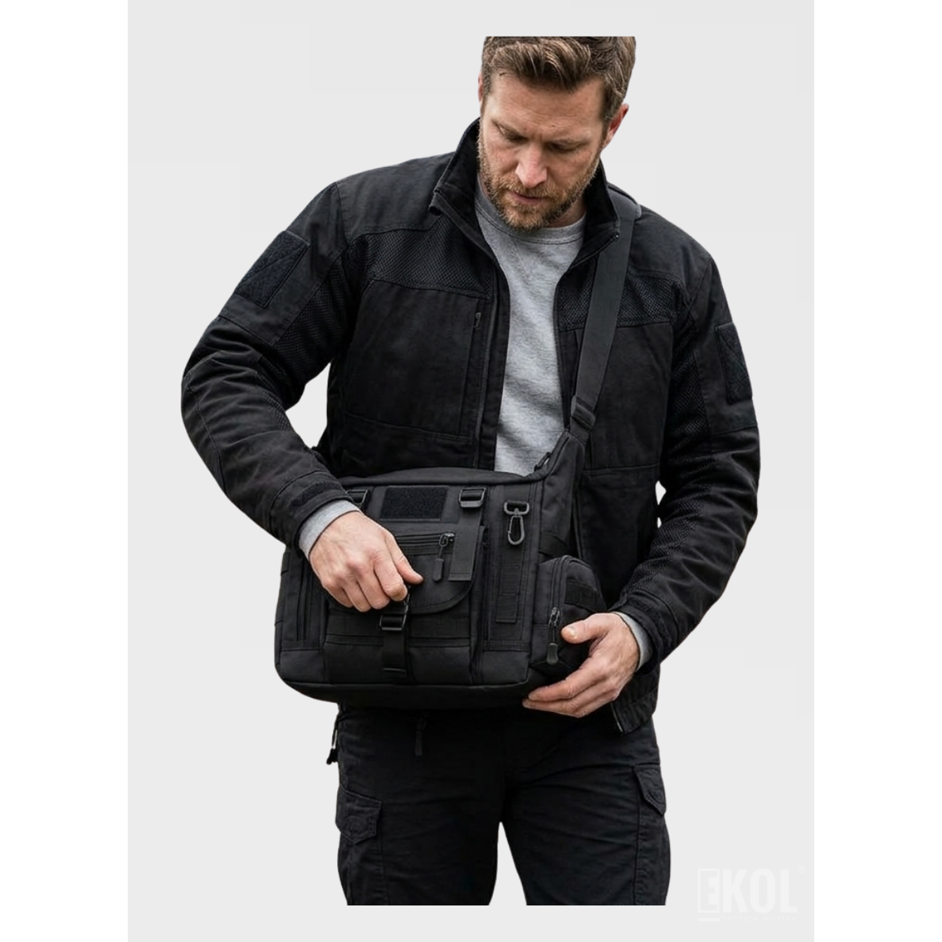 Bolso Táctico de Hombro Porta Laptop con Sistema Molle Reforzado 10