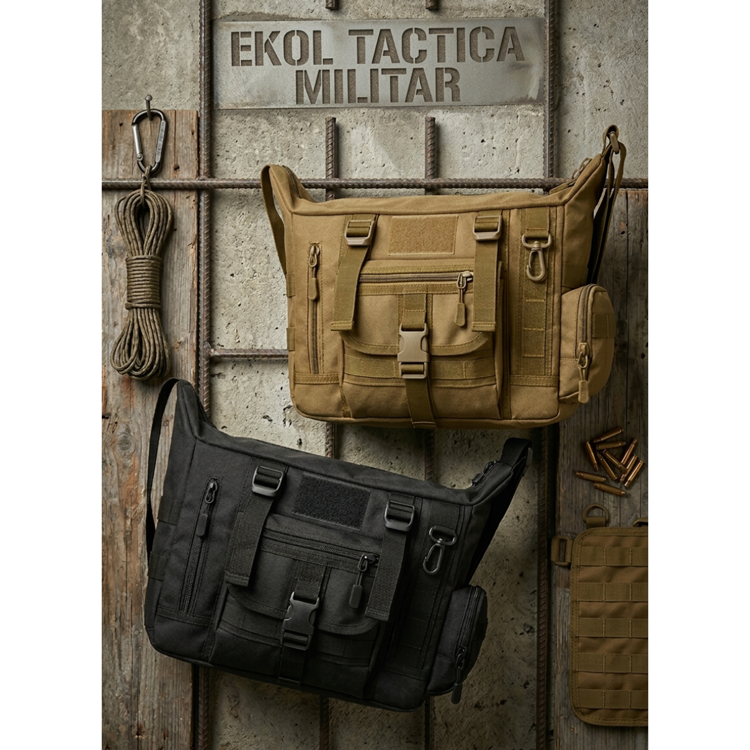 Bolso Táctico de Hombro Porta Laptop con Sistema Molle Reforzado 1