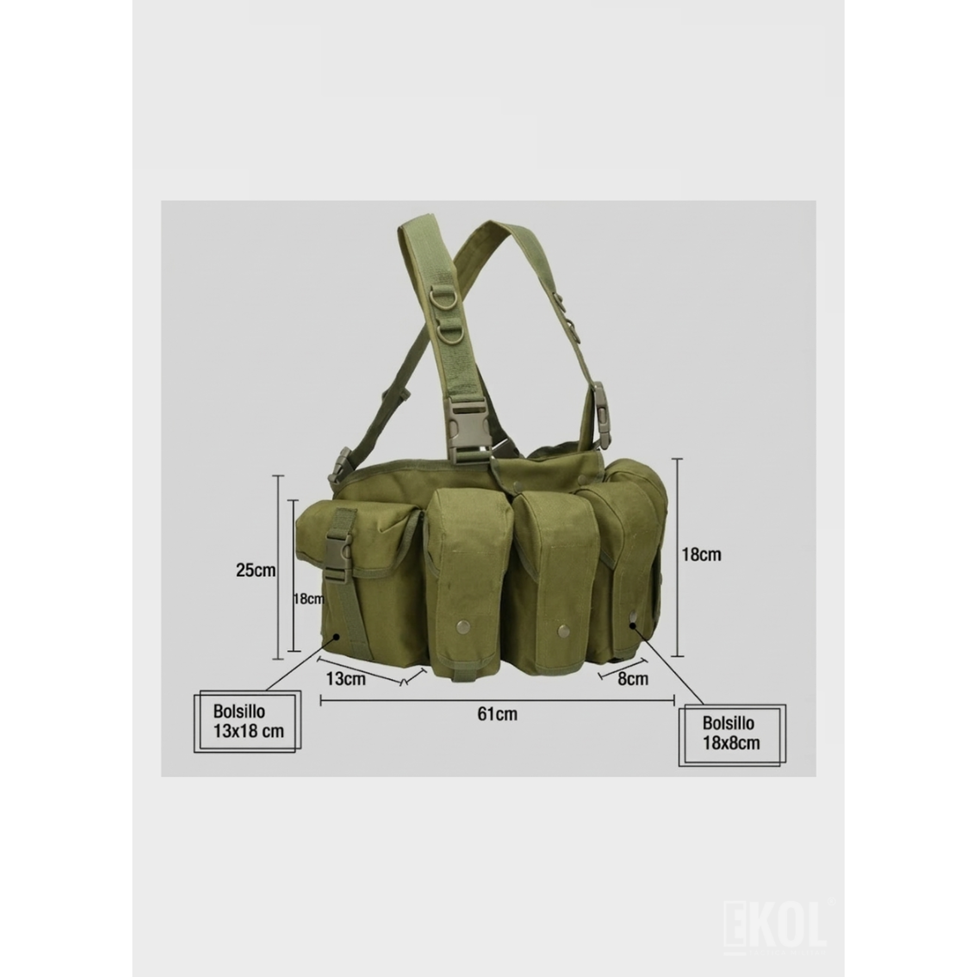 Bolso Táctico Militar Con Arnés Y Cinturón Ajustable Multifuncional 8